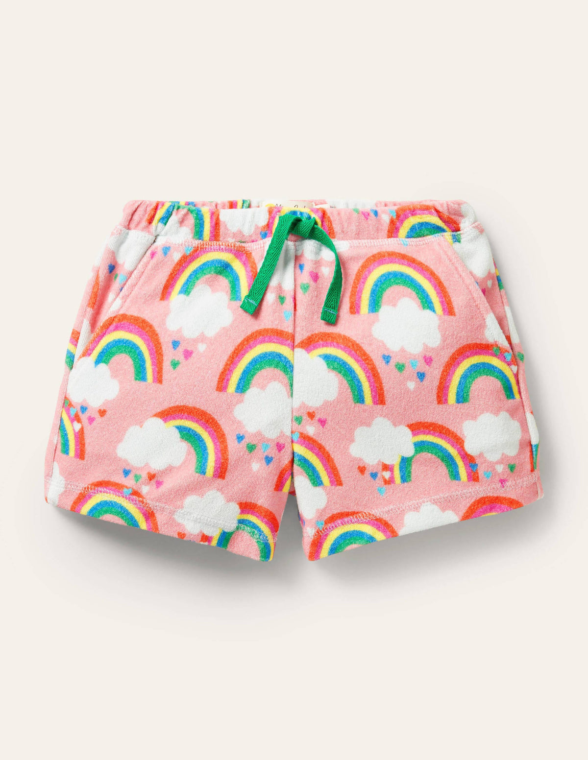 Towelling Shorts-Pink Lemonade Rainbows - Image 1
