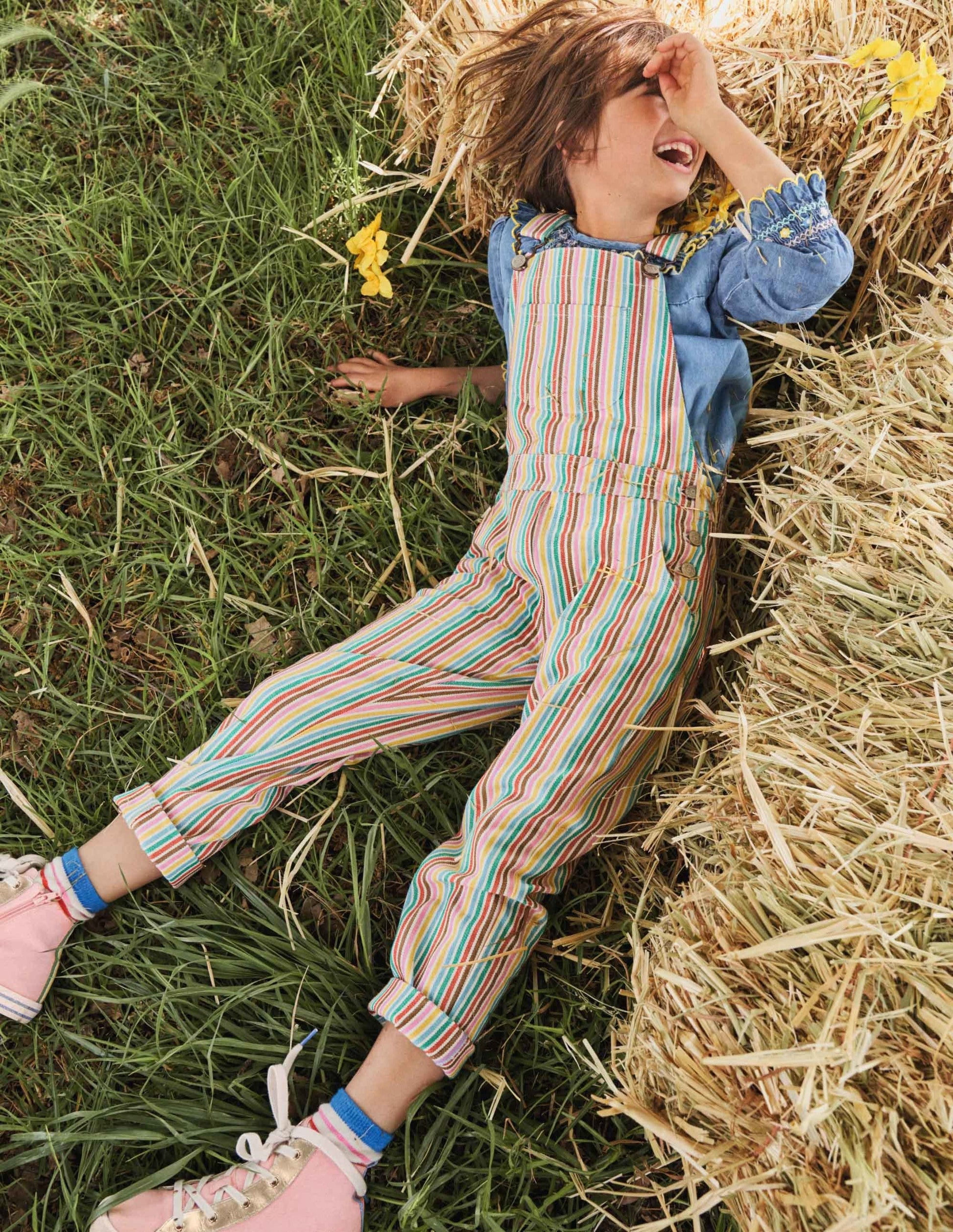 Fun Overalls-Multi Ticking-4