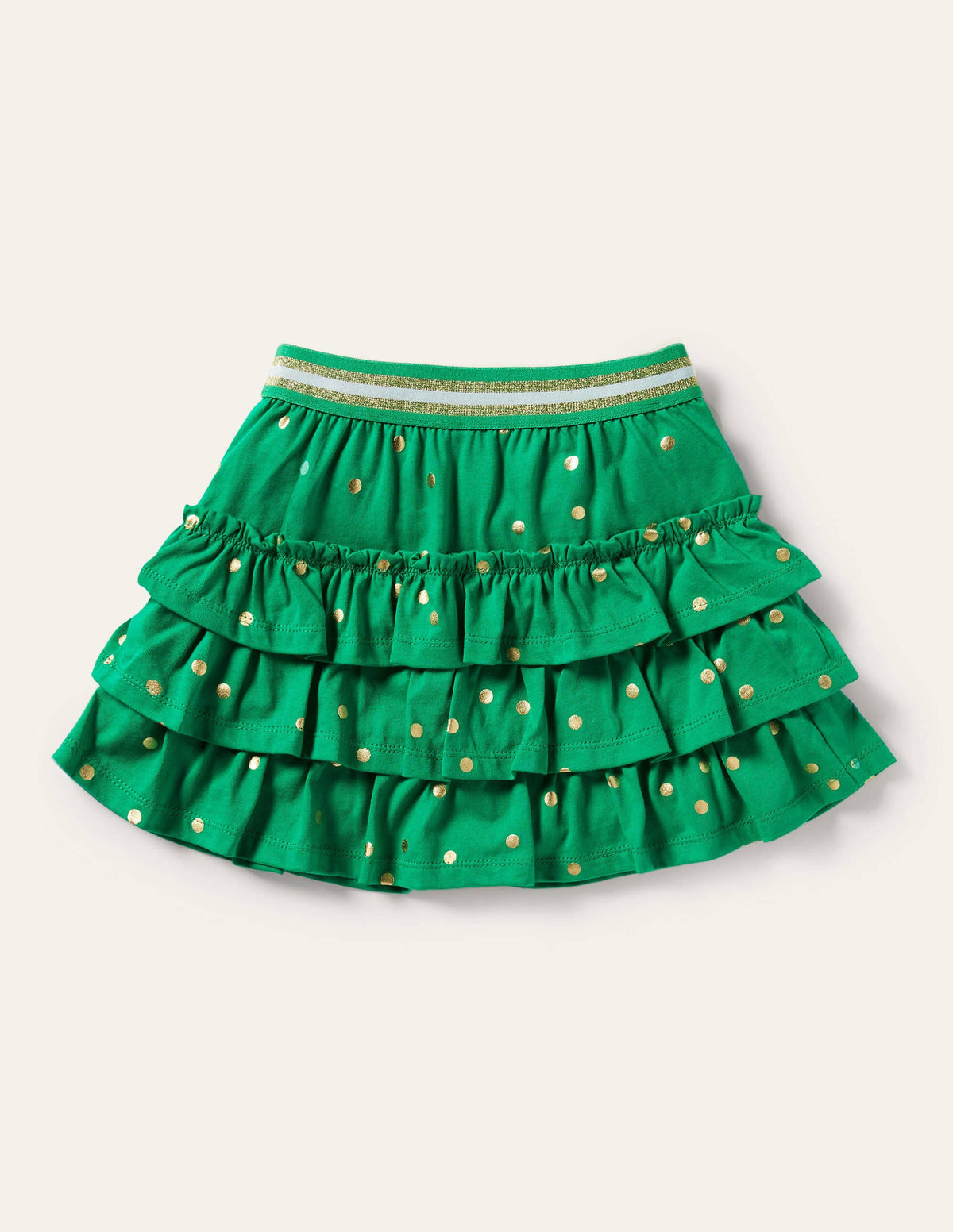 Jersey Ruffle Skort-Green Pepper Gold Spot - Image 2