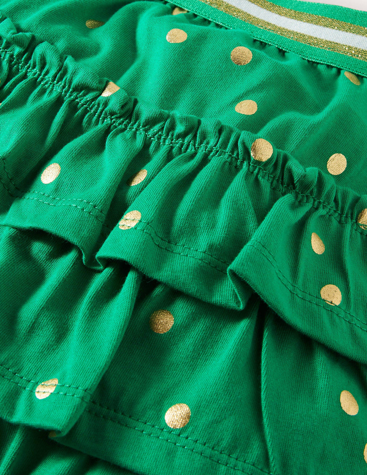 Jersey Ruffle Skort-Green Pepper Gold Spot-3