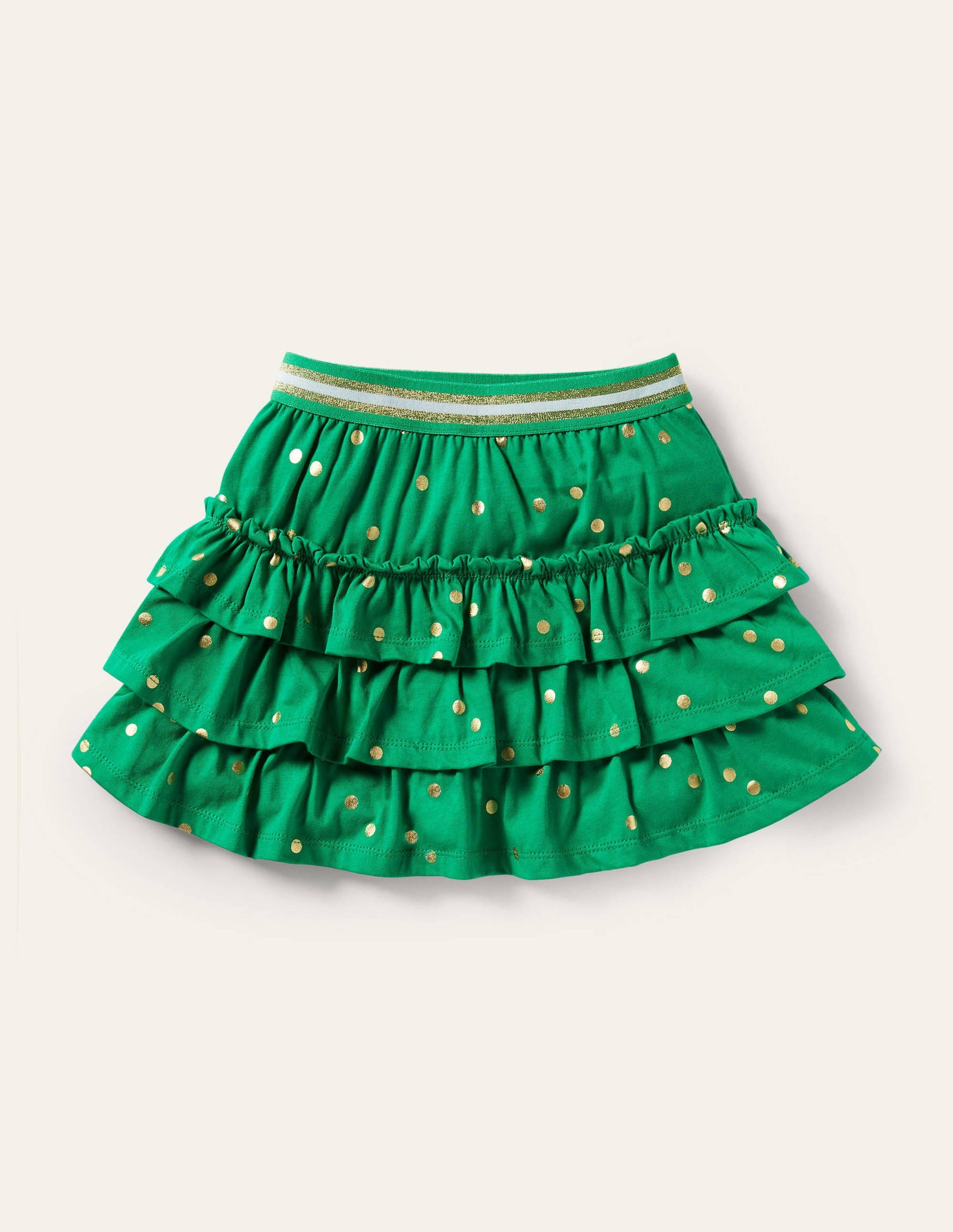 Jersey Ruffle Skort-Green Pepper Gold Spot-1