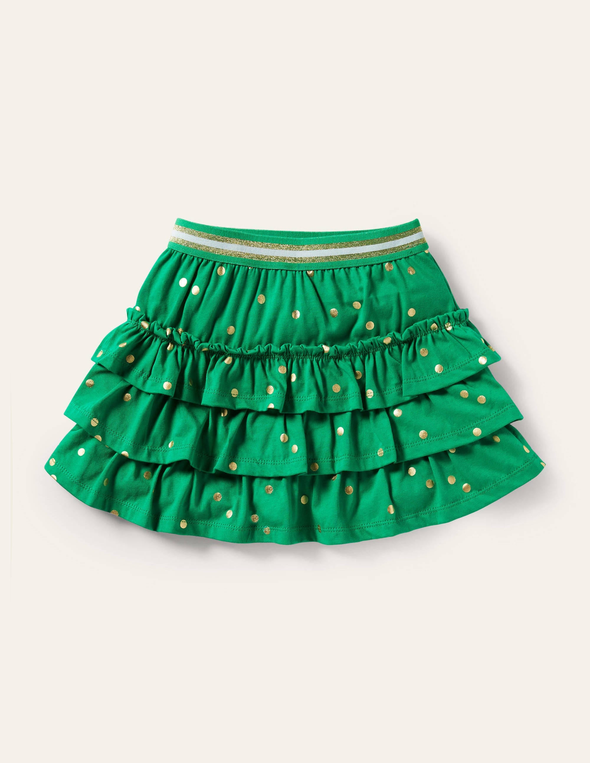 Jersey Ruffle Skort-Green Pepper Gold Spot - Image 1