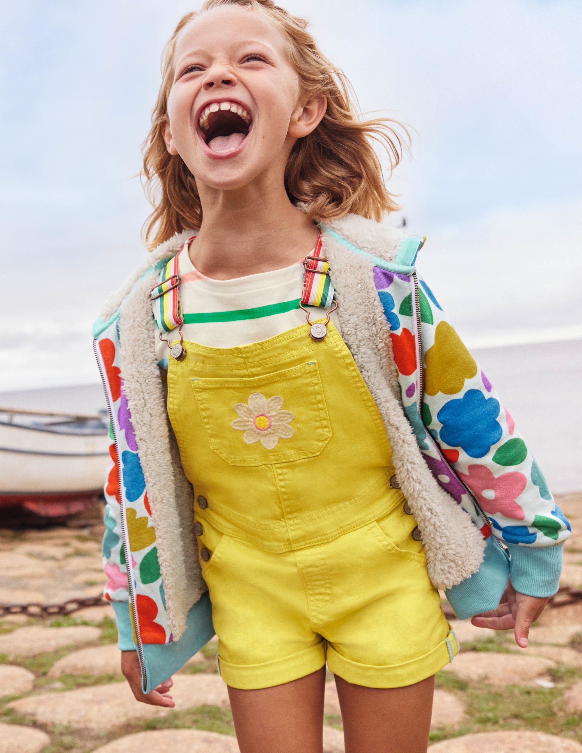 Fun Short Overalls-Sweetcorn Yellow Flower - Image 4