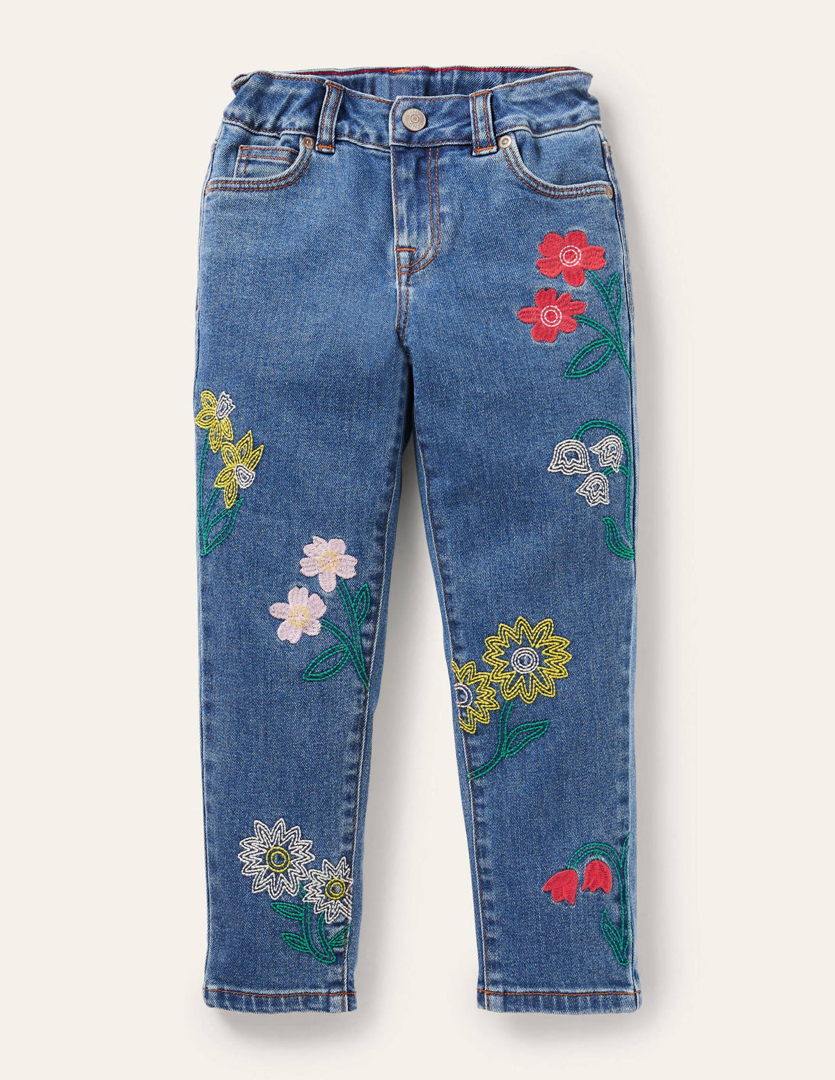 Girlfriend Jeans-Light Vintage Denim Floral - Image 1