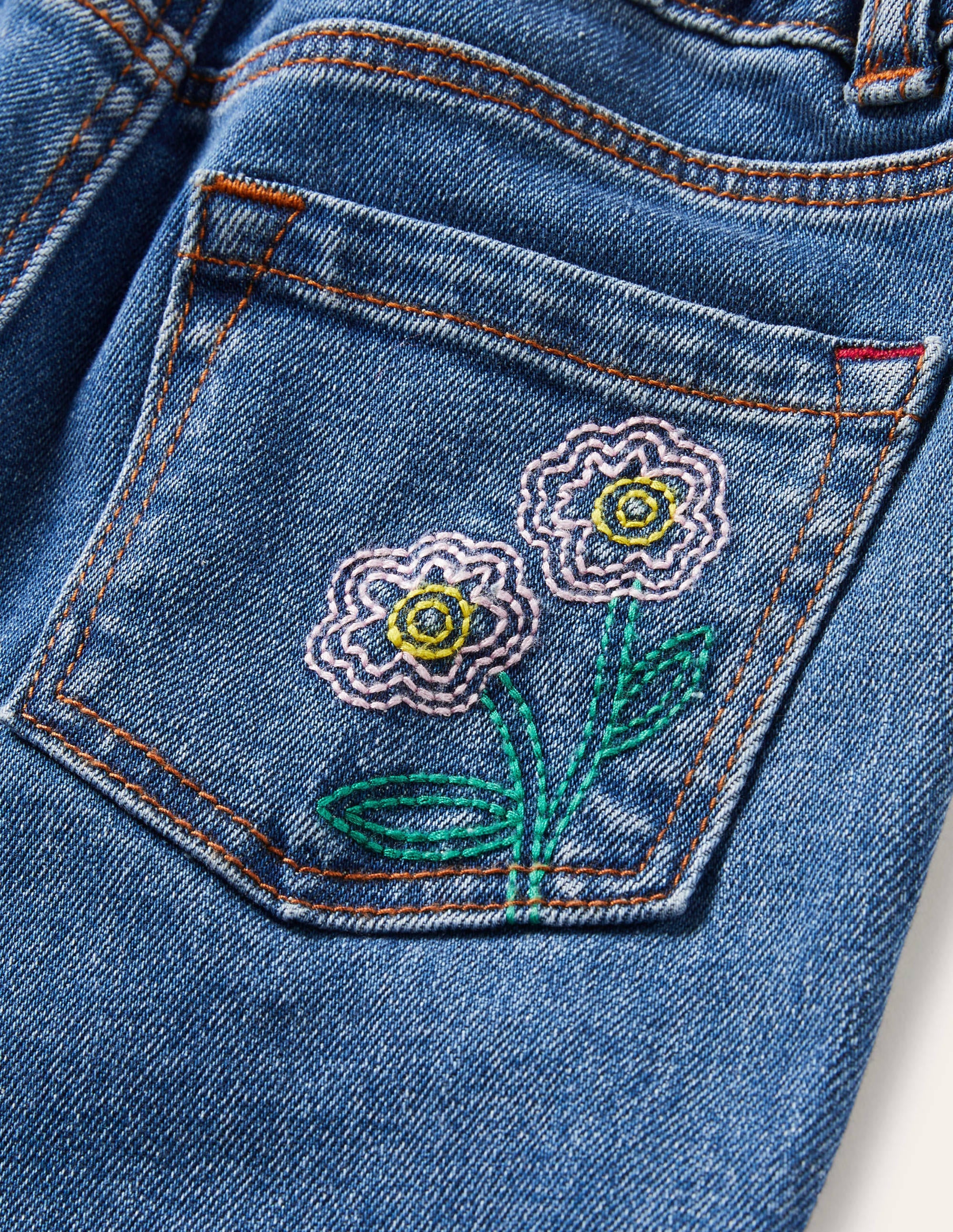 Girlfriend Jeans-Light Vintage Denim Floral - Image 3
