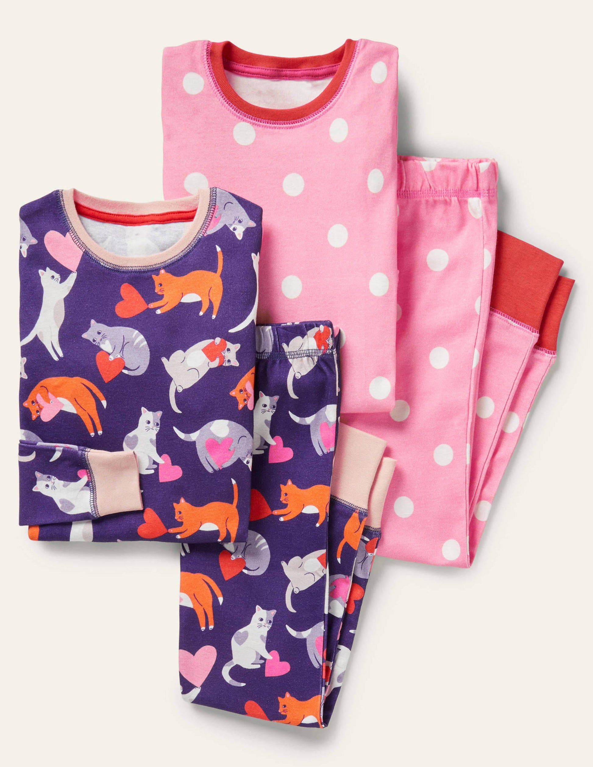 Twin Pack Snug Pajamas-Starboard Blue Love Cats-1