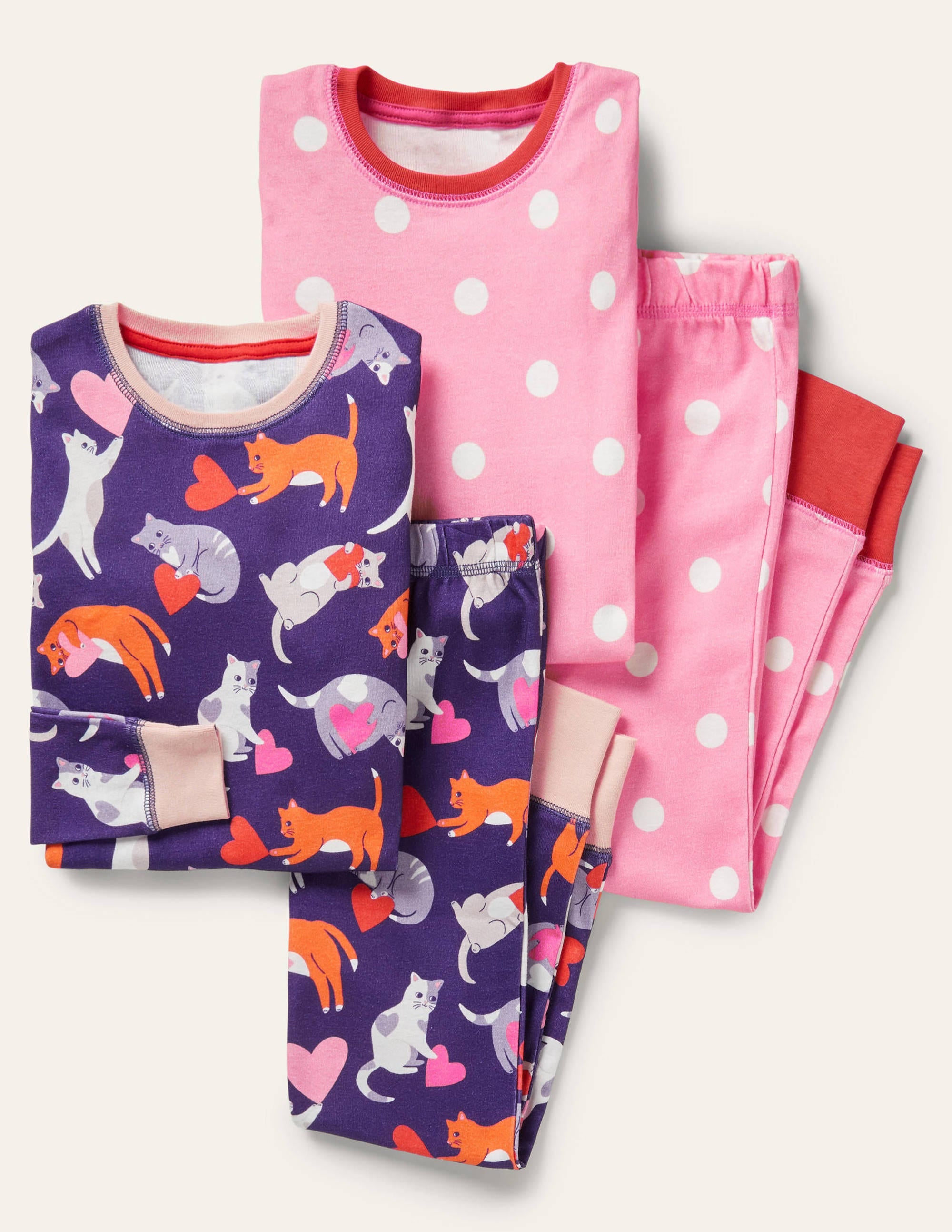 Twin Pack Snug Pajamas-Starboard Blue Love Cats - Image 1