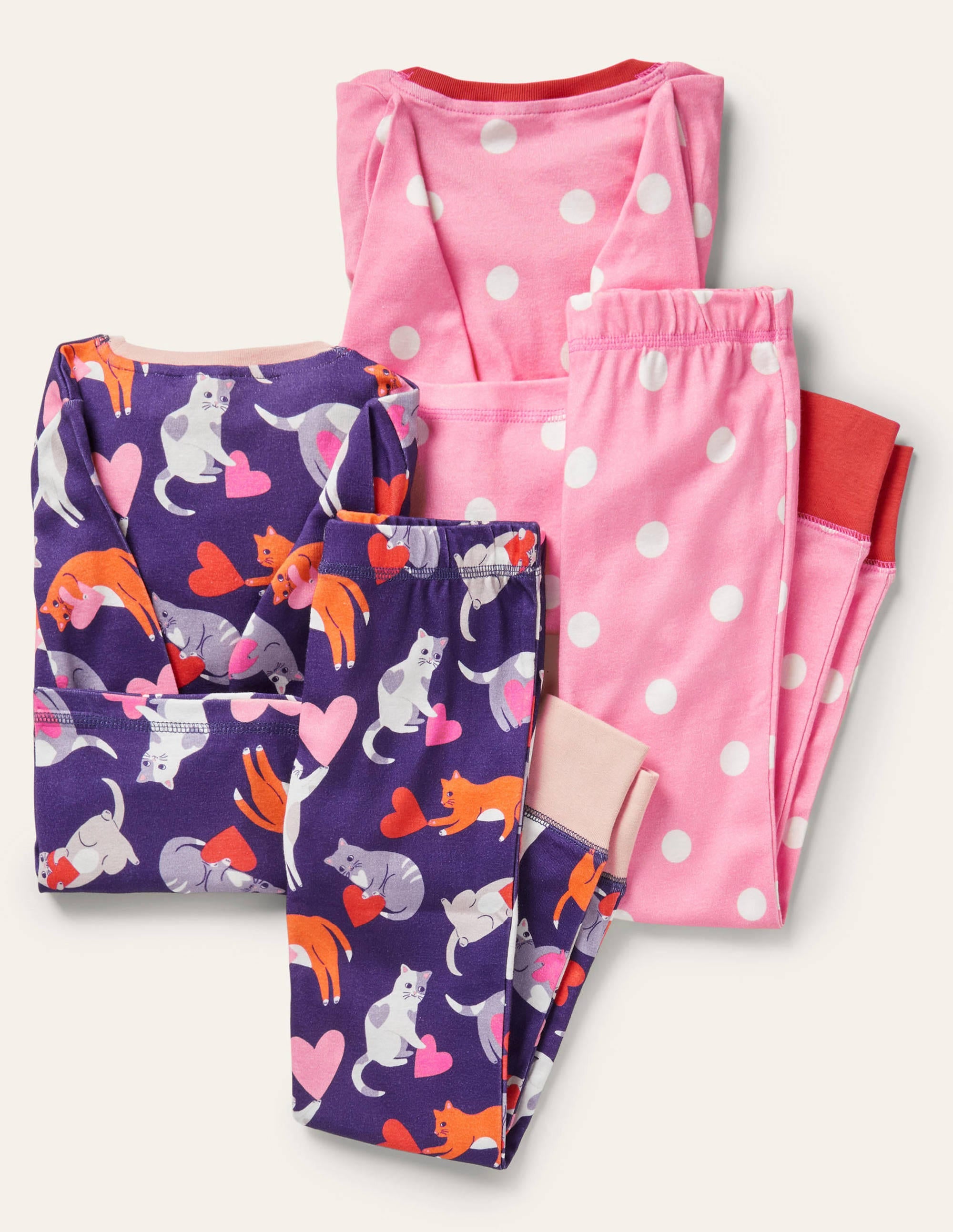 Twin Pack Snug Pajamas-Starboard Blue Love Cats - Image 2
