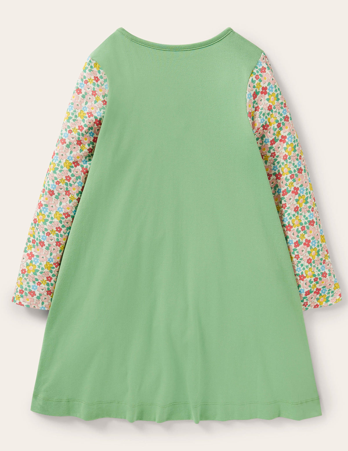 Long Sleeve Appliqué Dress-Aloe Green Guinea Pigs-2