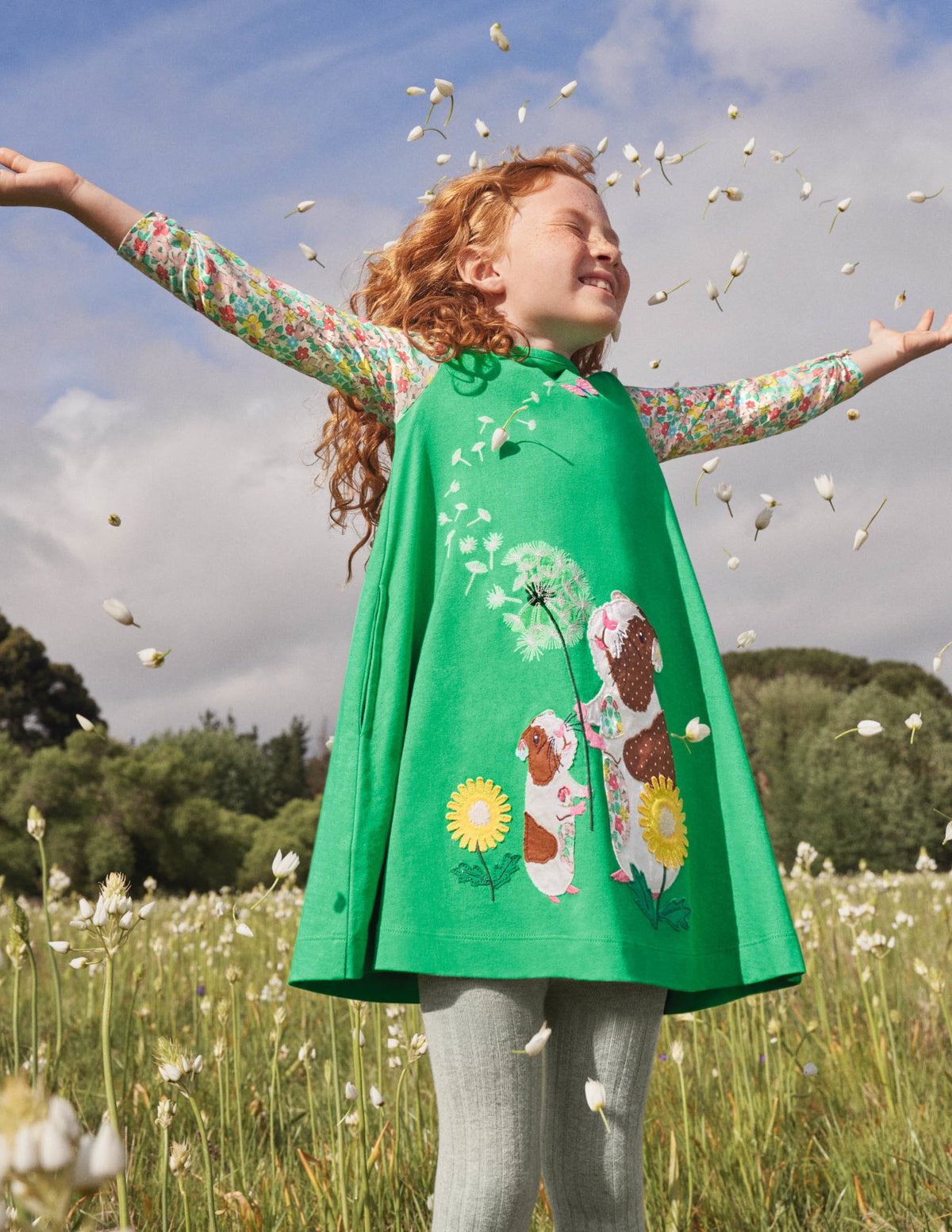 Long Sleeve Appliqué Dress-Aloe Green Guinea Pigs - Image 4