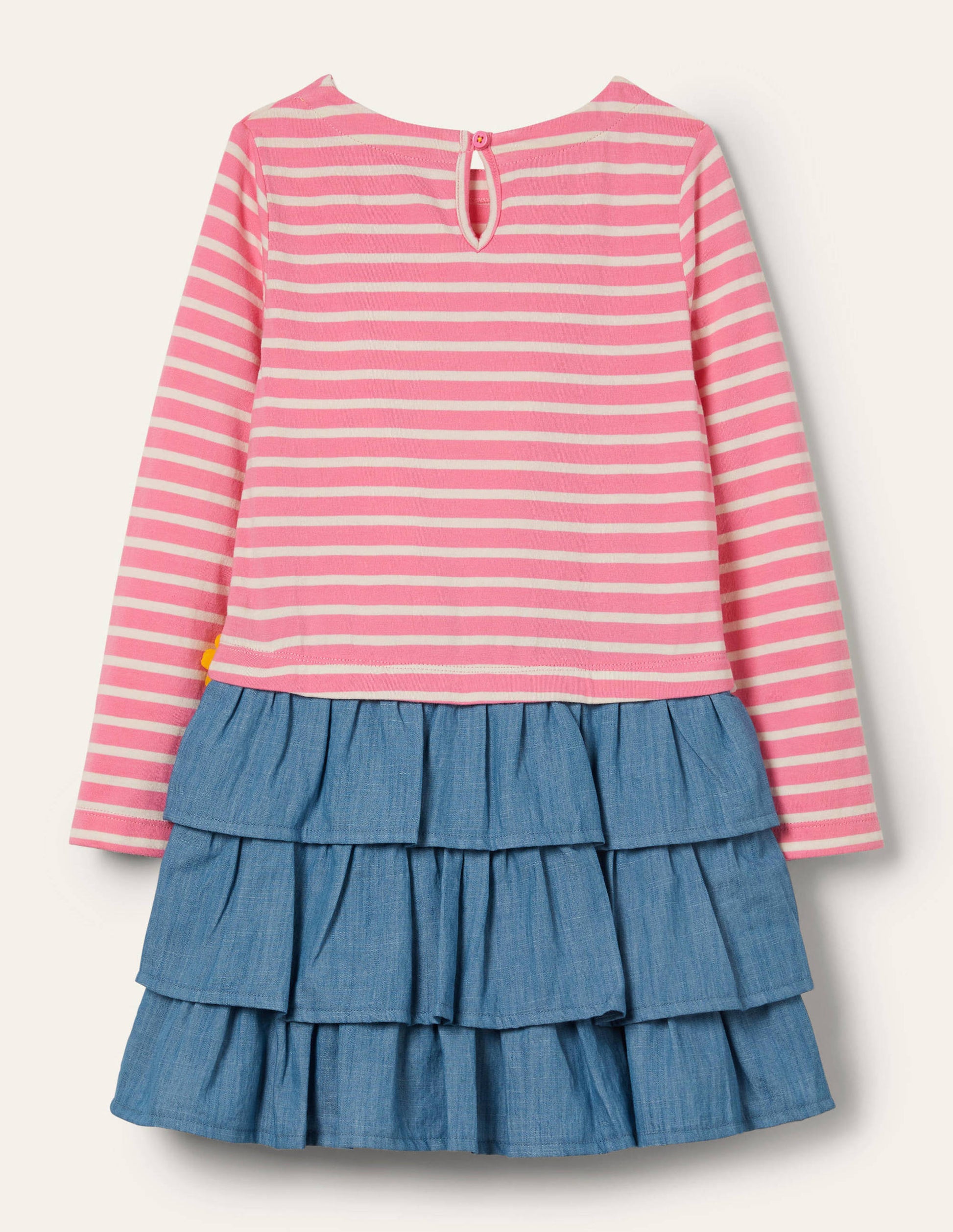 Appliqué Hotchpotch Dress-Formica Pink/ Ivory Flowers-2