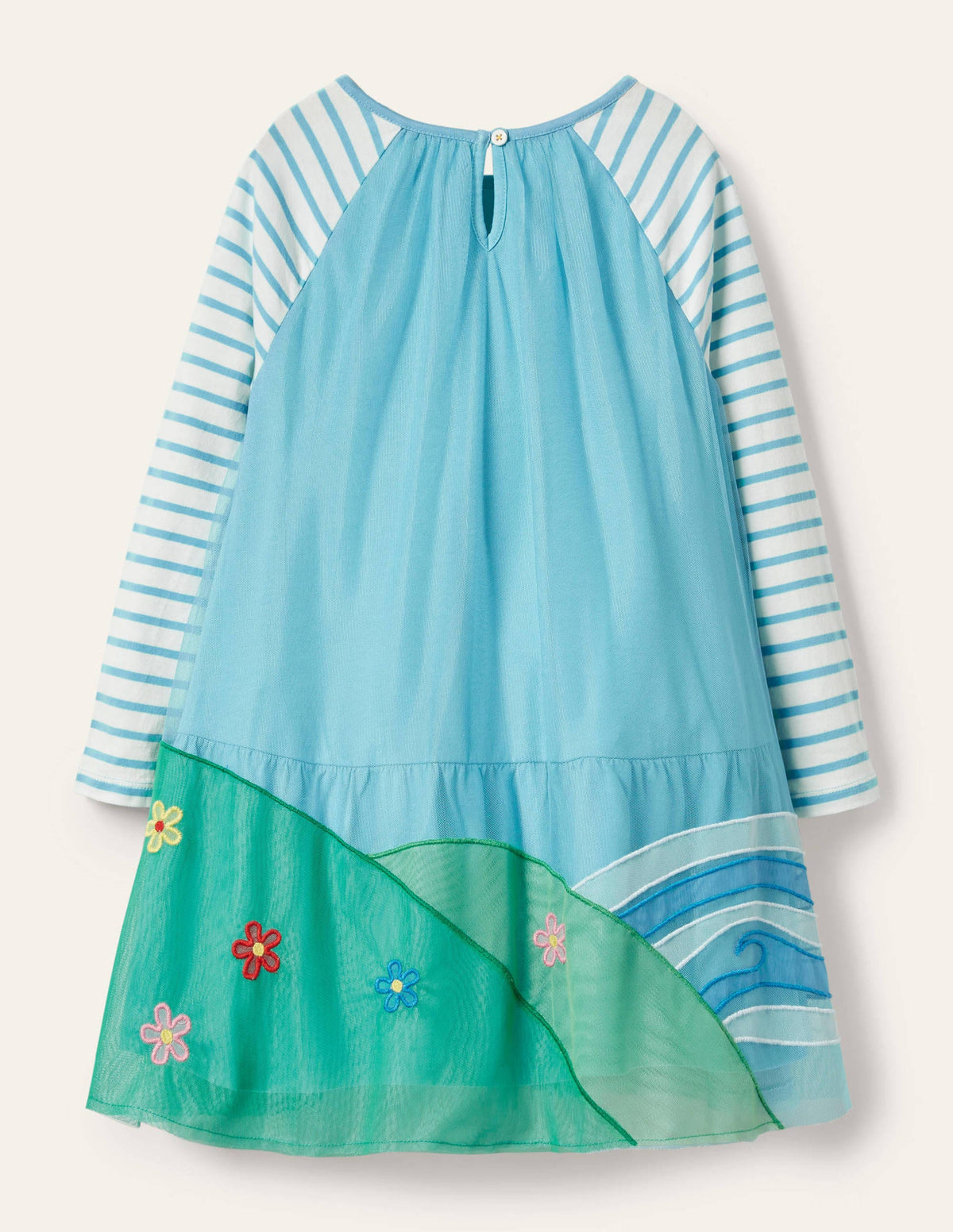 Jersey Tulle Scene Dress-Aqua Blue Weather Scene - Image 2
