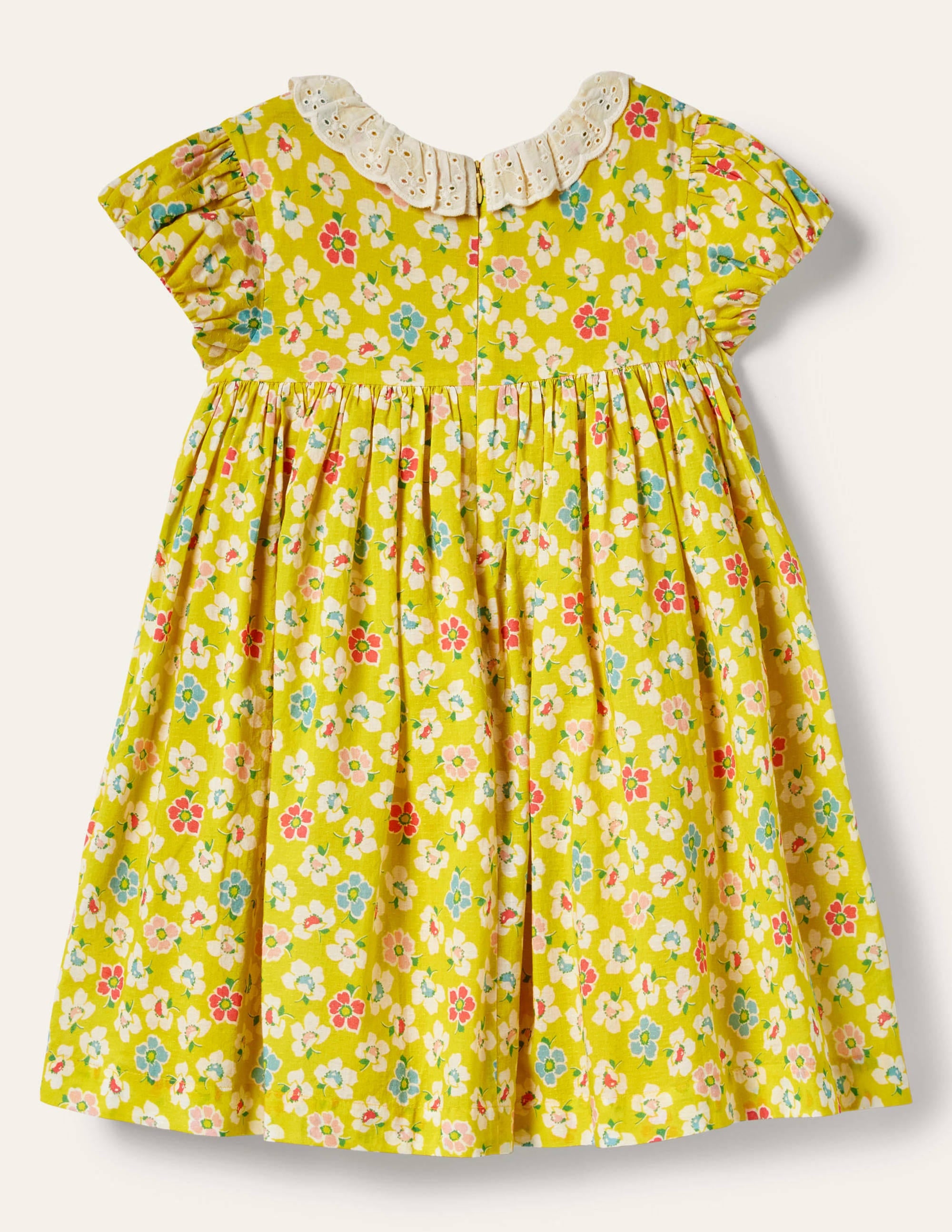 Puff Sleeved Collared Dress-Sweetcorn Yellow Clematis - Image 2