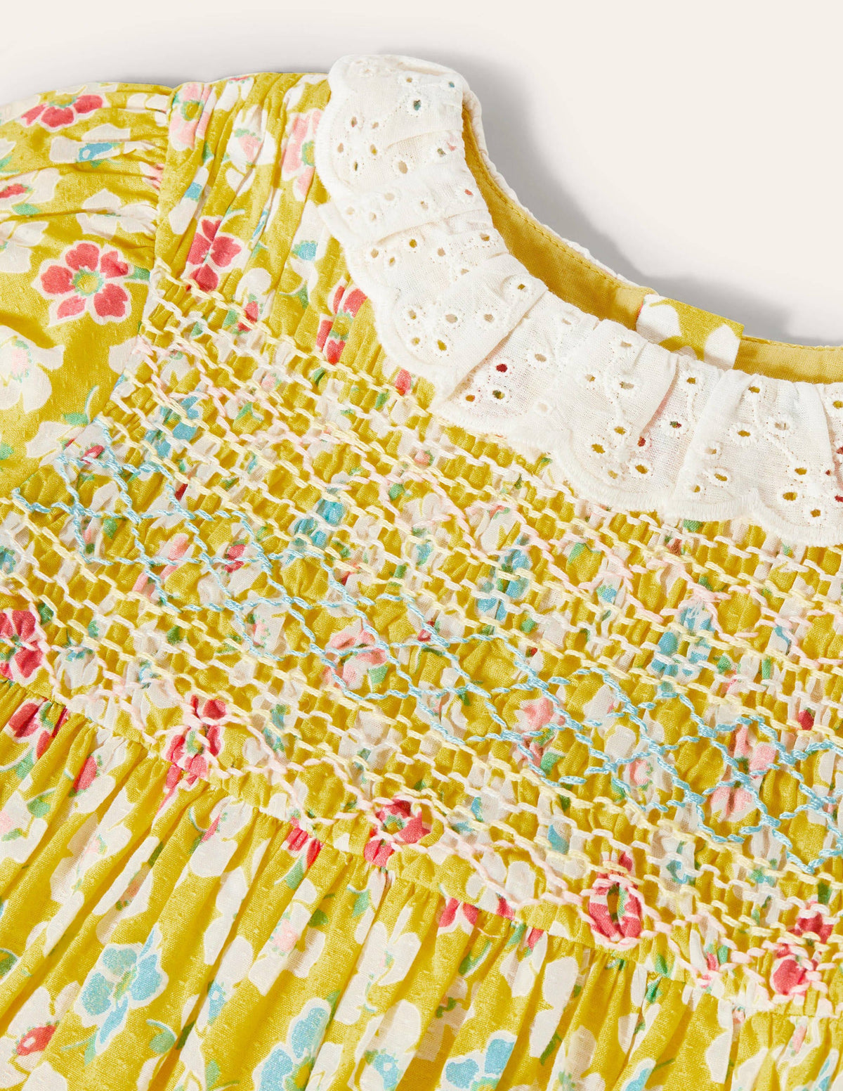 Puff Sleeved Collared Dress-Sweetcorn Yellow Clematis - Image 3