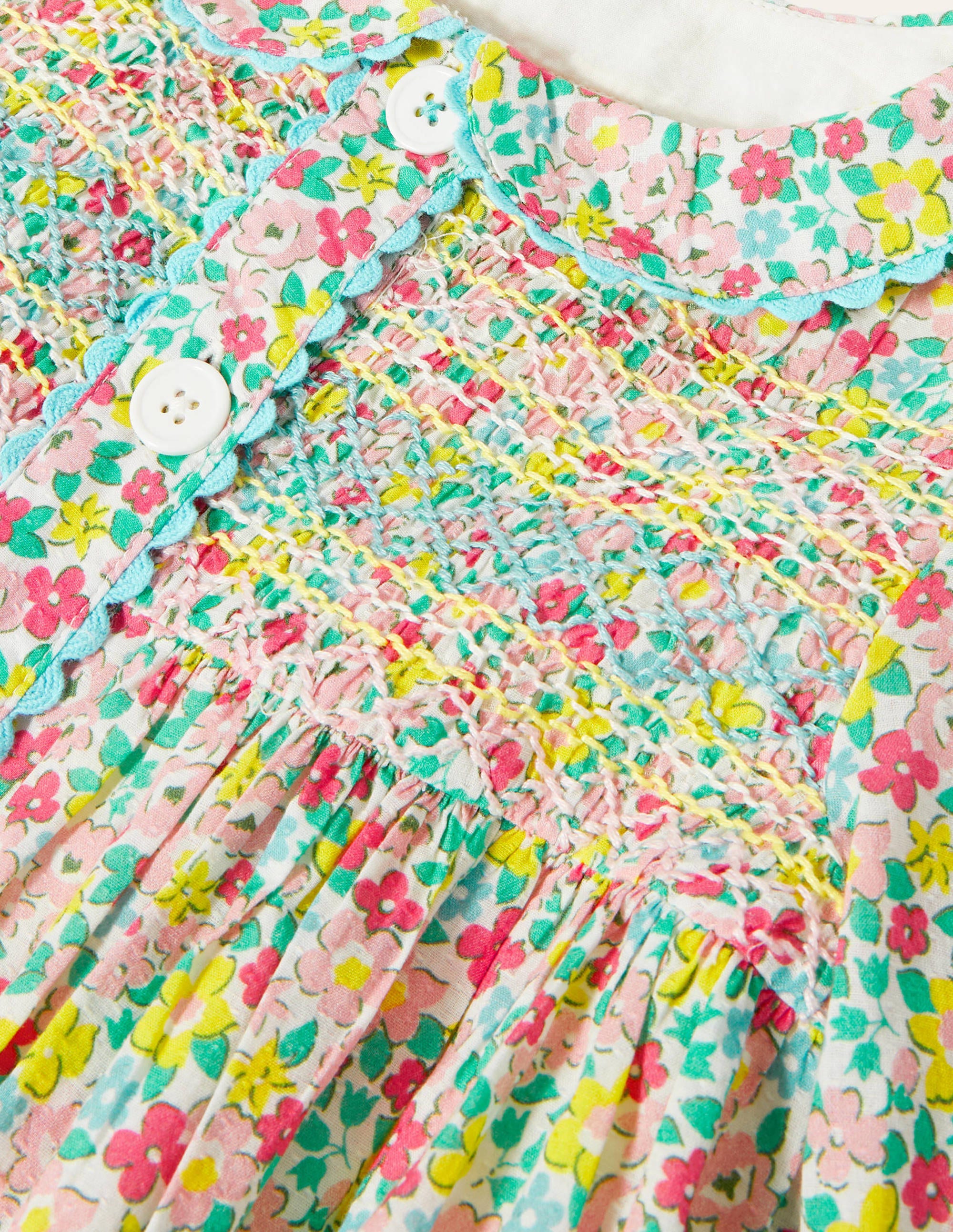 Button-through Smocked Dress-Multi Spring Floral - Image 3