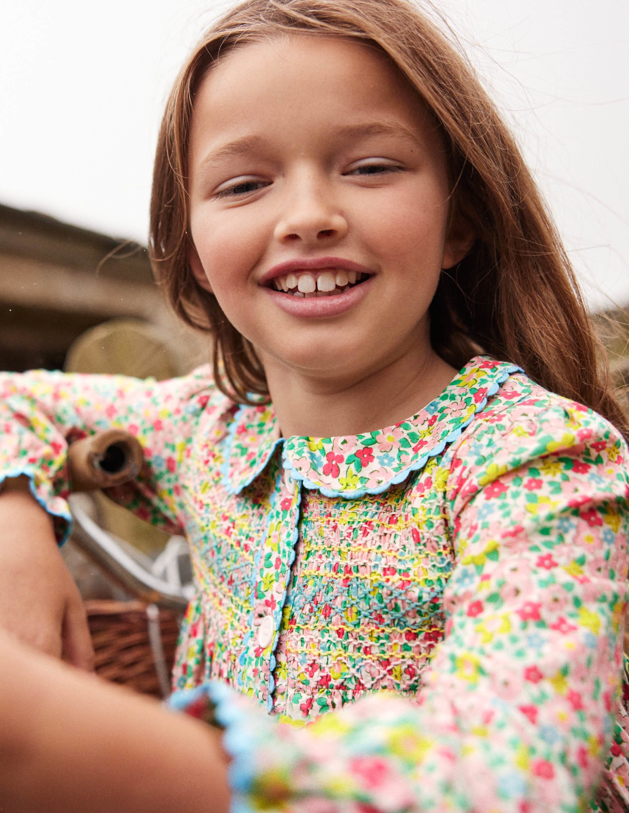 Button-through Smocked Dress-Multi Spring Floral - Image 5