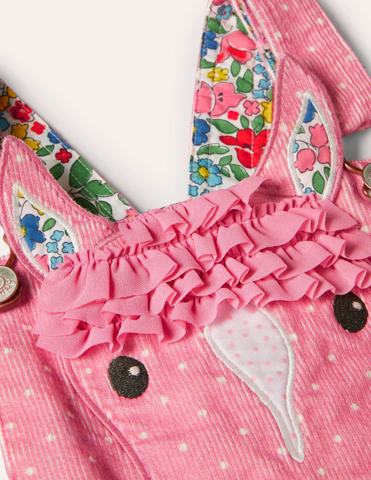 Appliqué Horse Overalls-Formica Pink-3