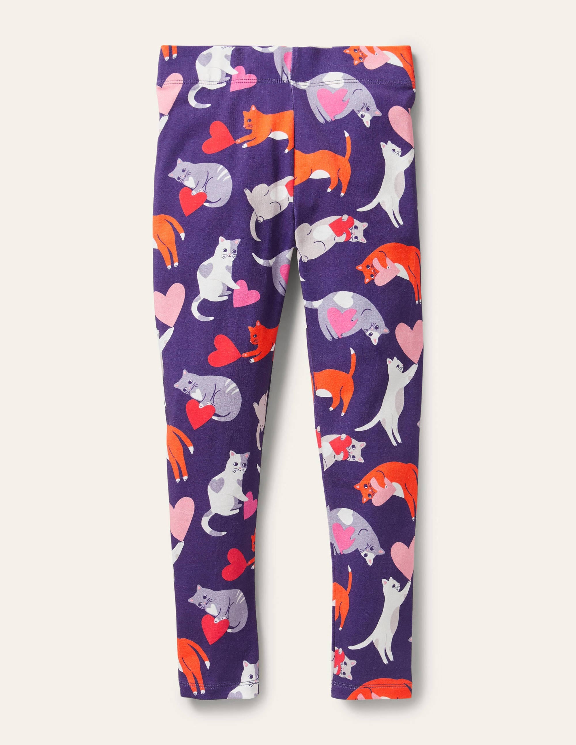 Fun Leggings-Starboard Blue Love Cats - Image 1
