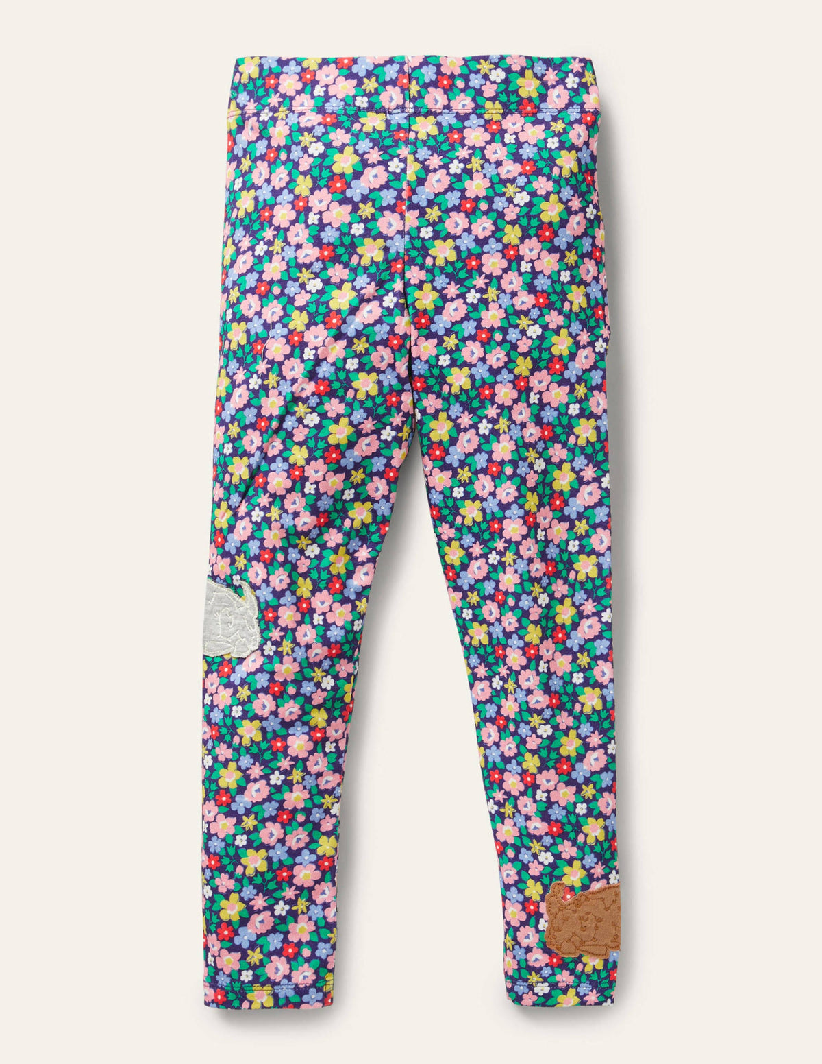 Fun Appliqué Leggings-Starboard Blue Floral Puppies-2