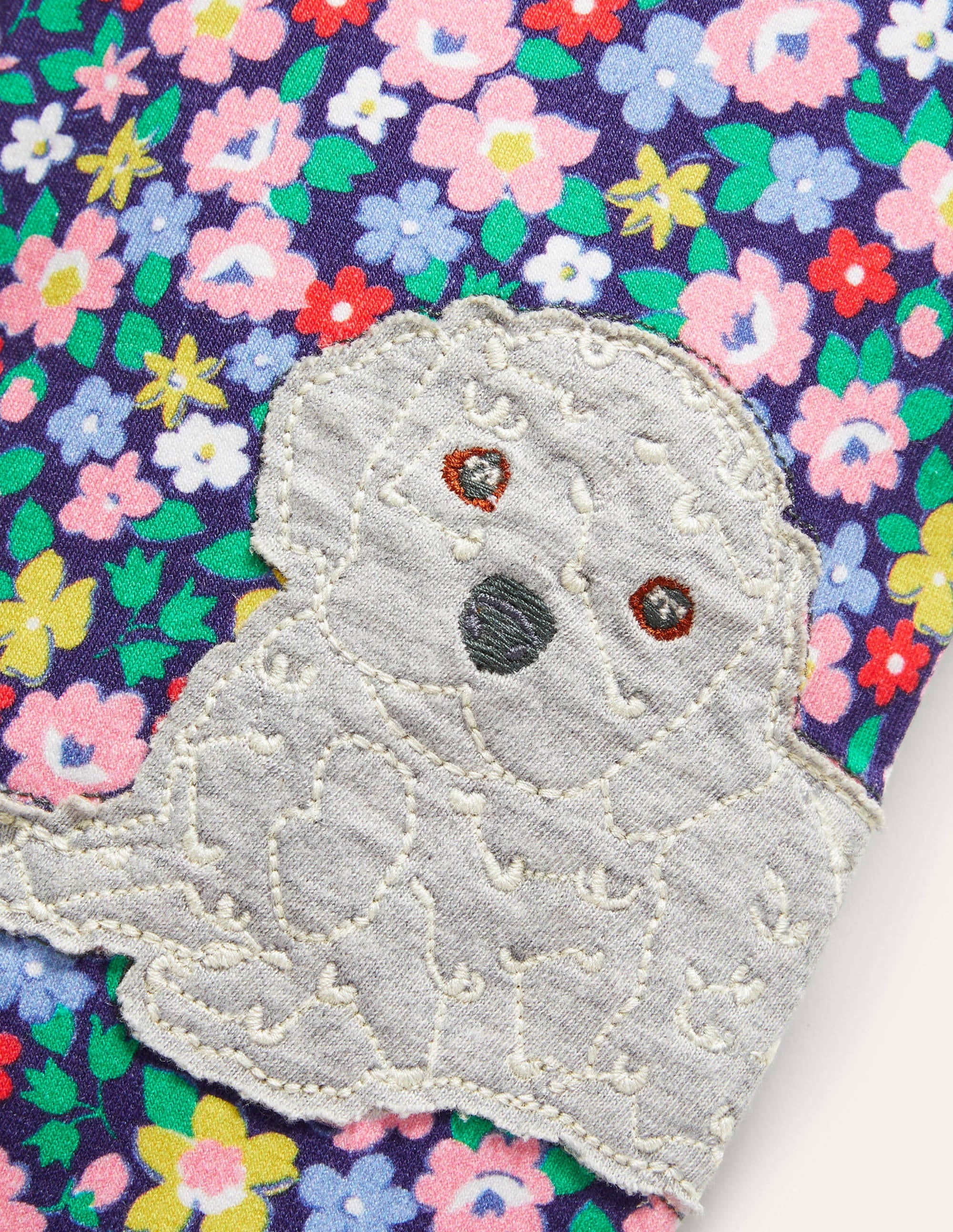 Fun Appliqué Leggings-Starboard Blue Floral Puppies - Image 3
