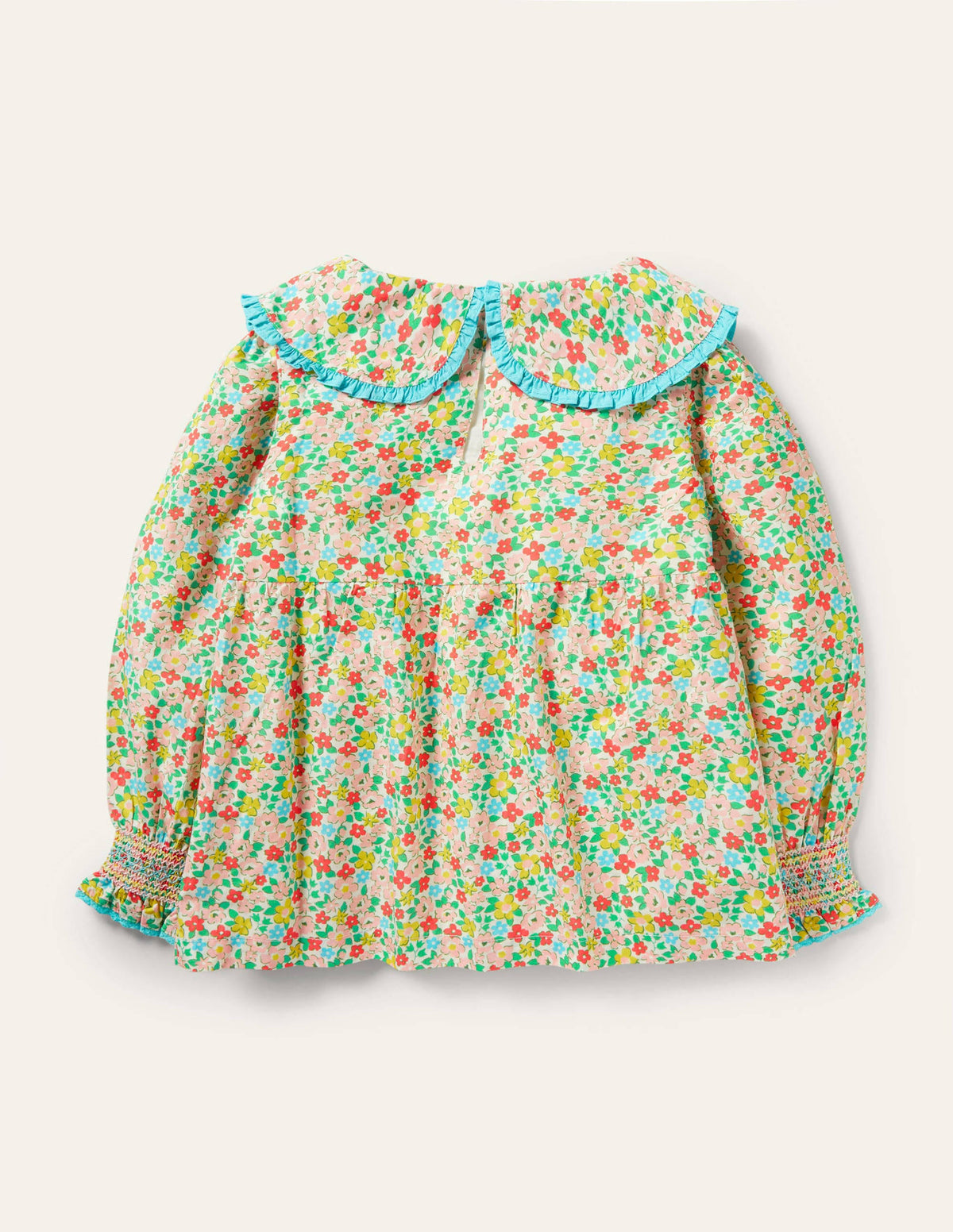 Smocked Collared Woven Top-Multi Spring Floral - Image 2