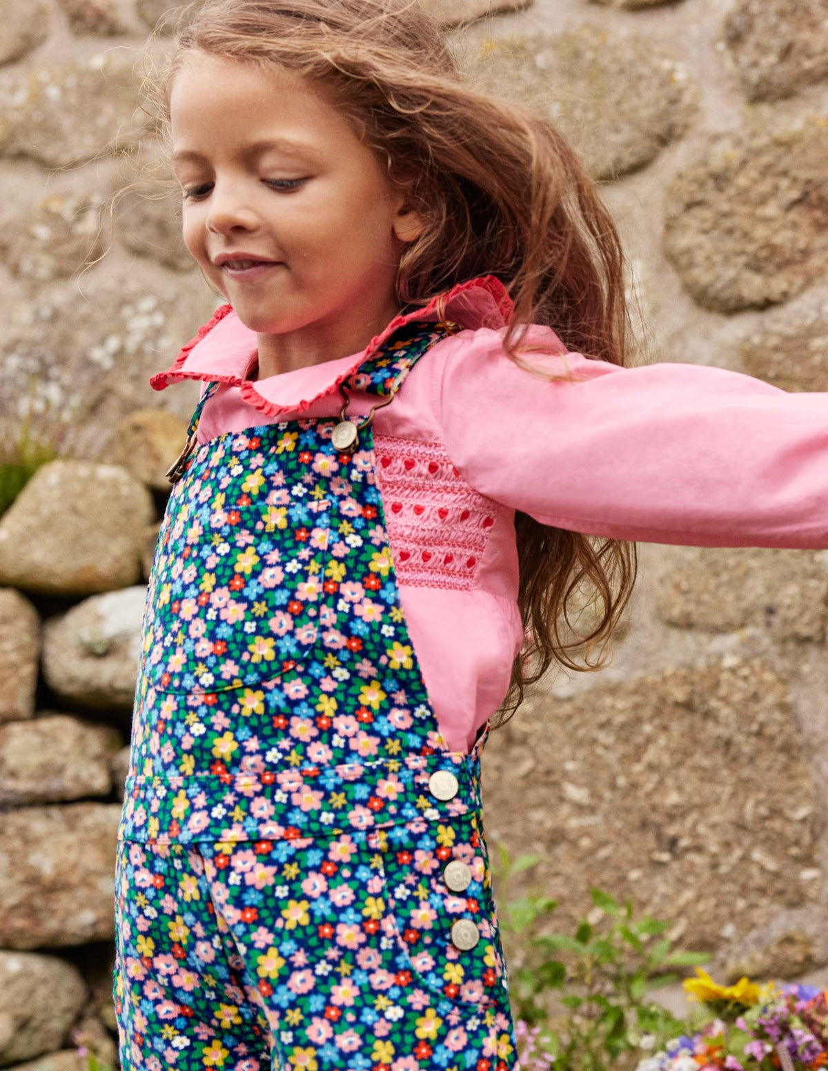 Smocked Collared Woven Top-Formica Pink-7