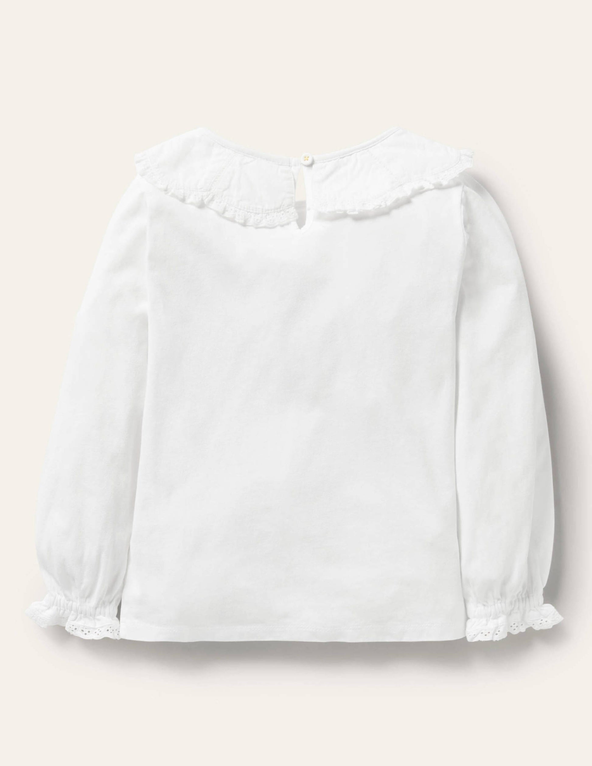 Lace Collared Cotton Top-White-2