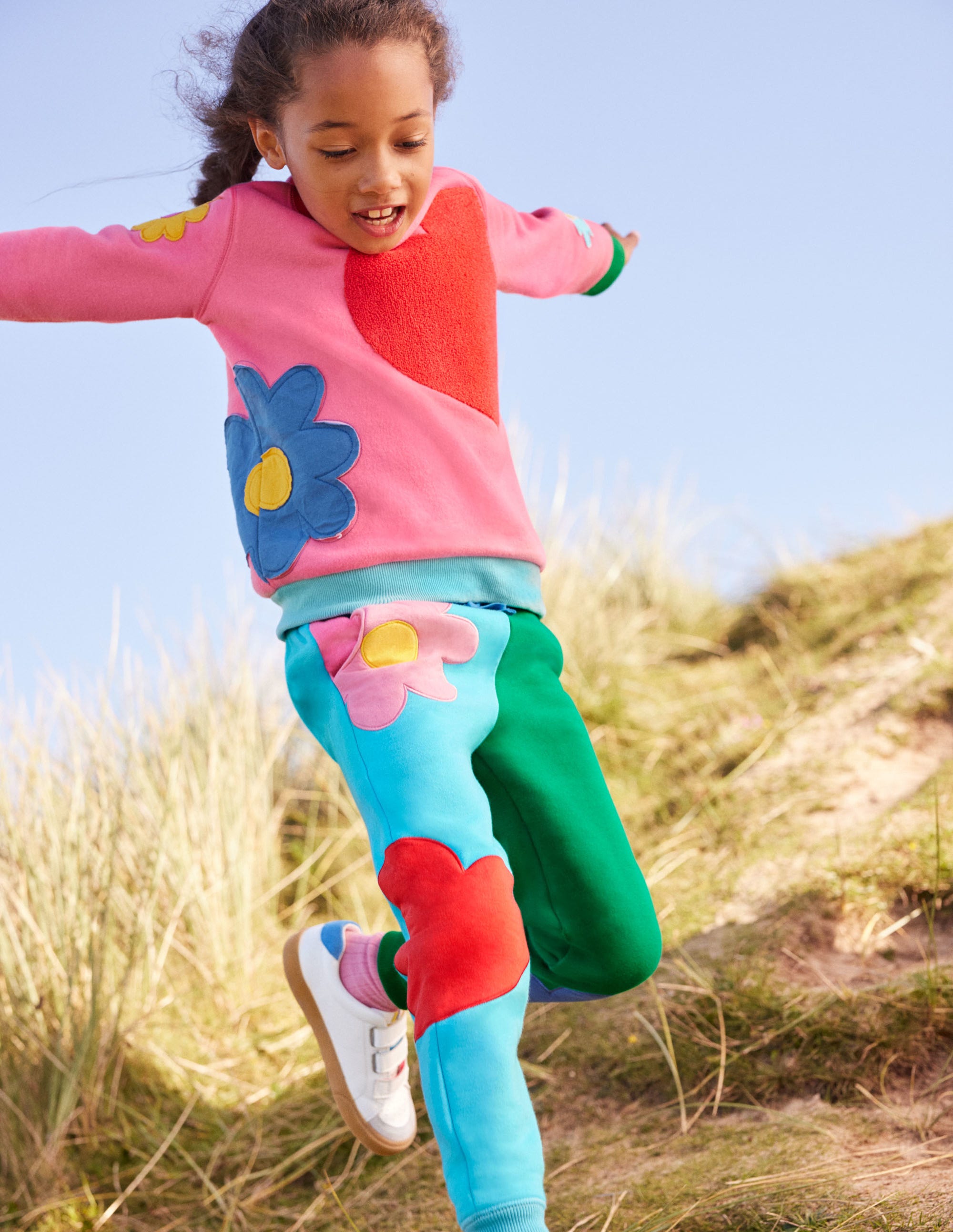 Appliqué Sweatshirt-Bright Petal Pink Heart - Image 1