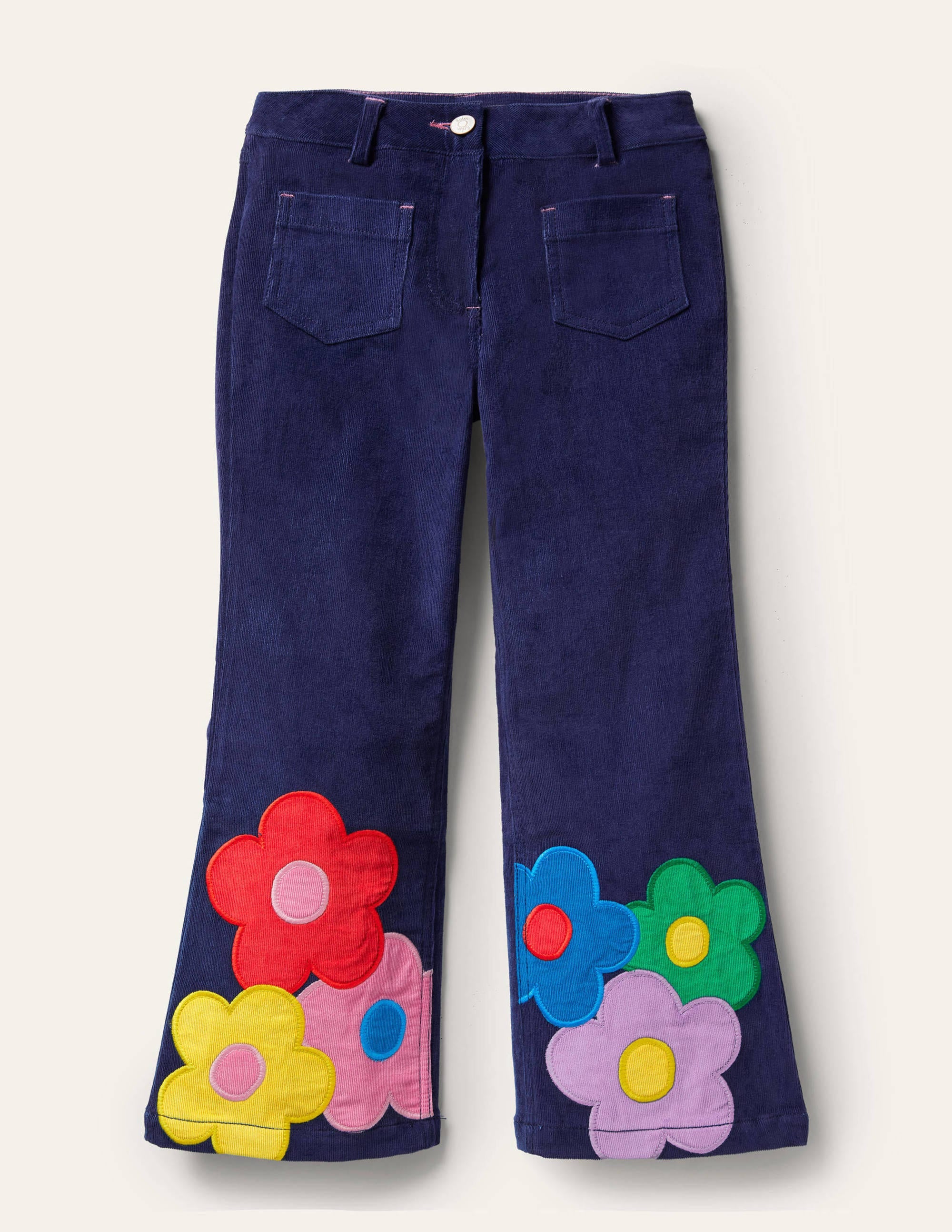 Cord Flower Pants-College Navy - Image 1