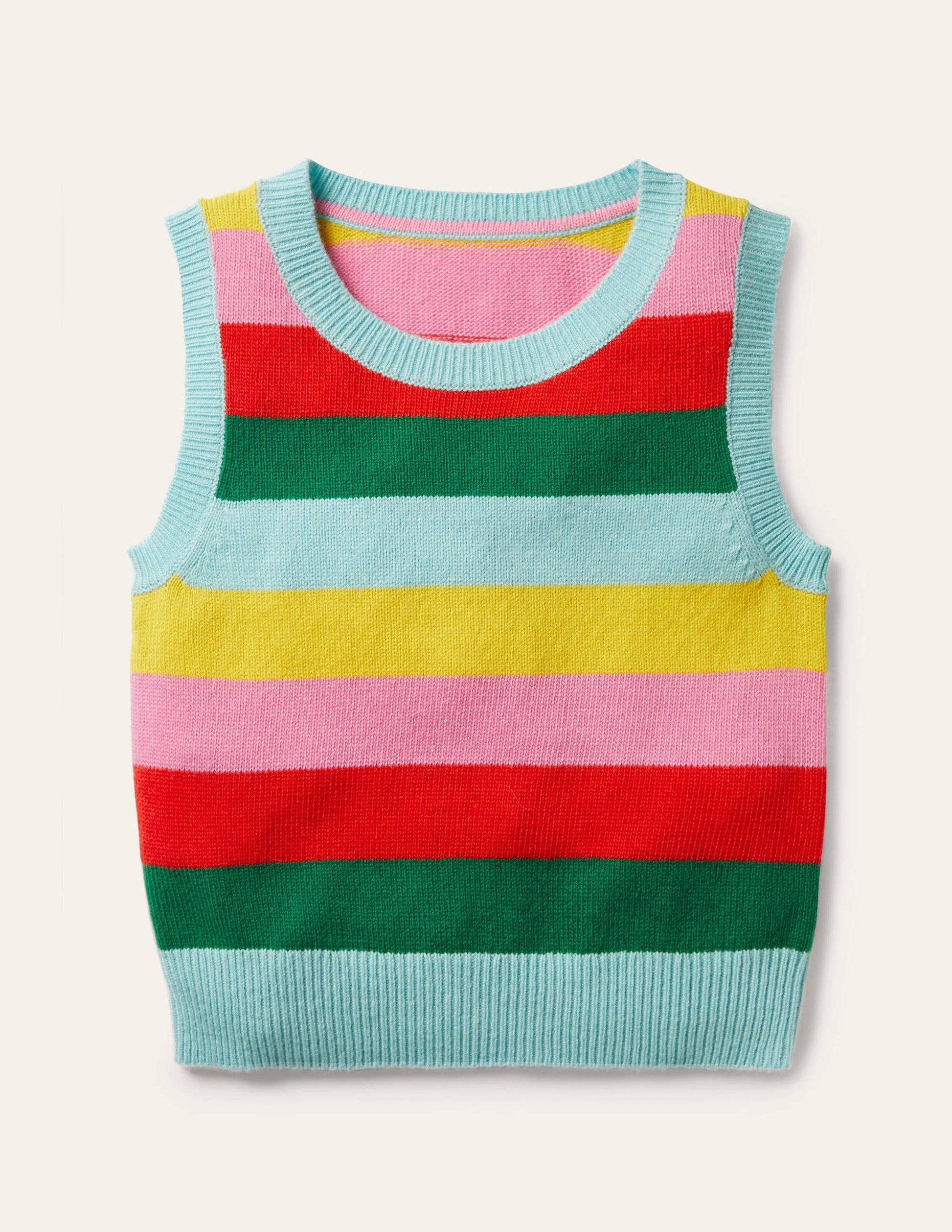 Knitted Stripe Sweater Vest-Multi Stripe-1