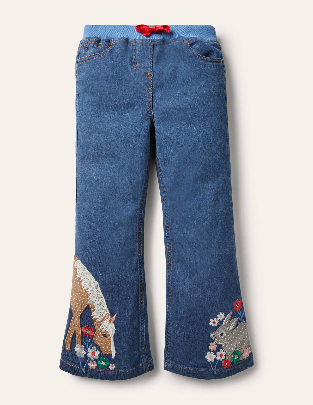 Appliqué Animal Jeans-Mid Vintage Animals - Image 1