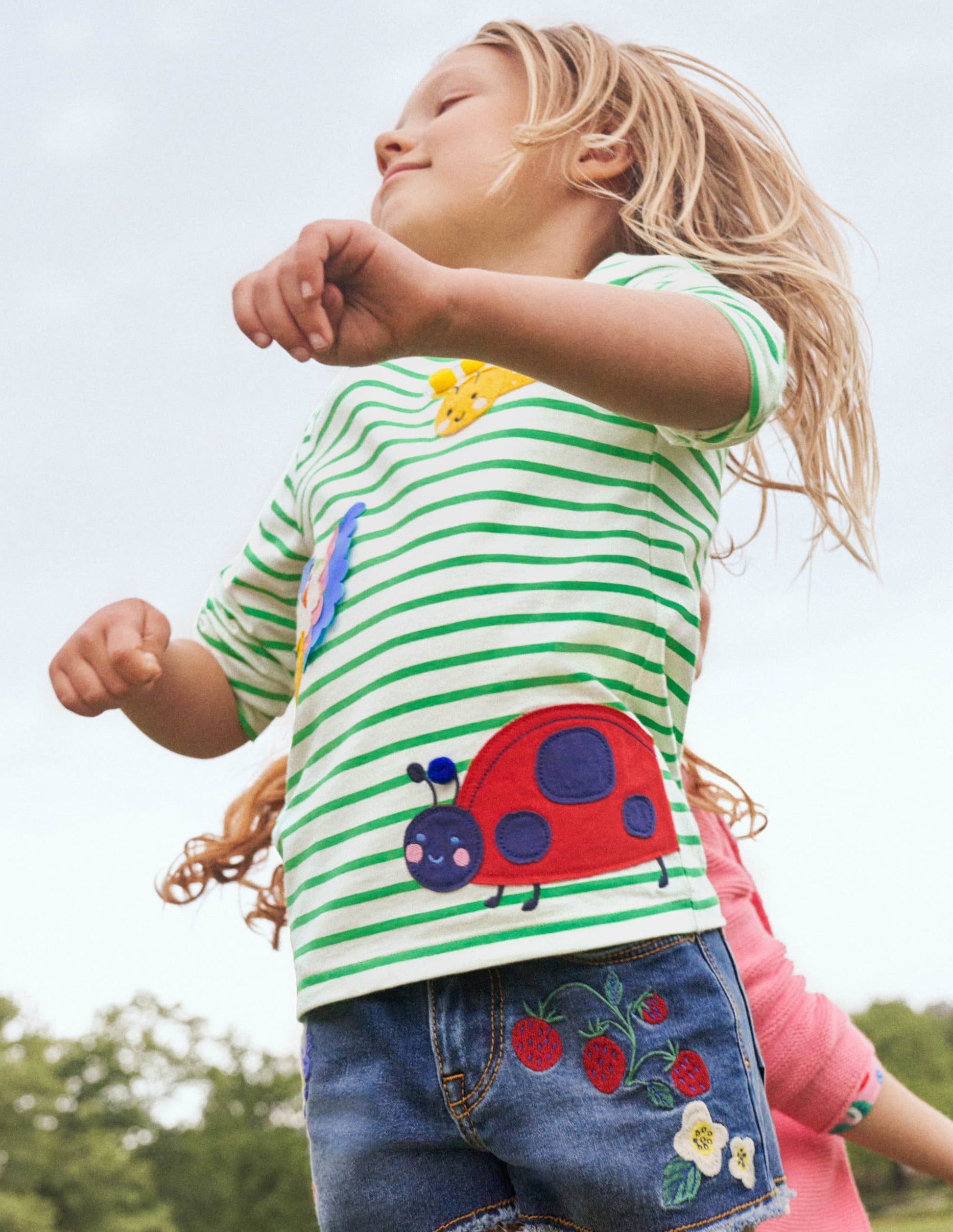 Big Appliqué T-shirt-Ivory/Aloe Green Bugs-4