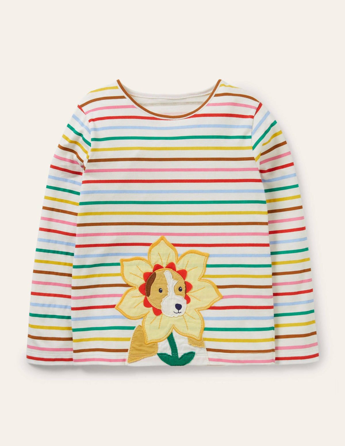 Big Appliqué T-shirt-Ivory/ Rainbow Dog-1