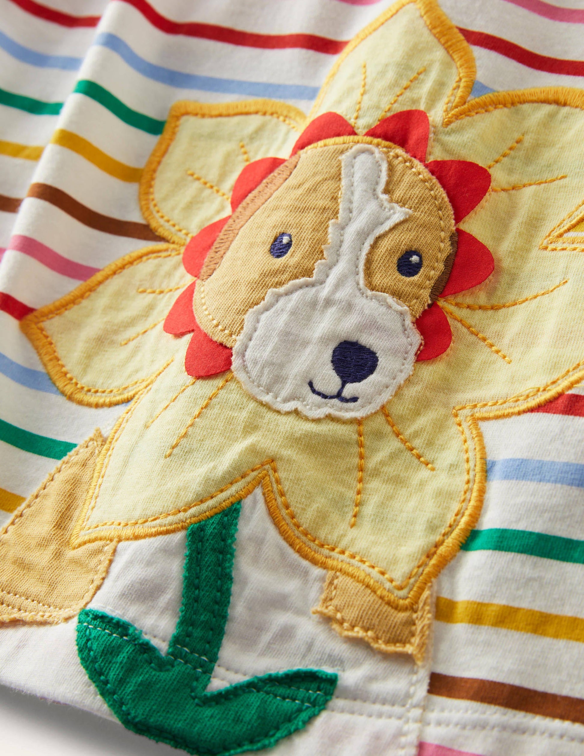 Big Appliqué T-shirt-Ivory/ Rainbow Dog-3