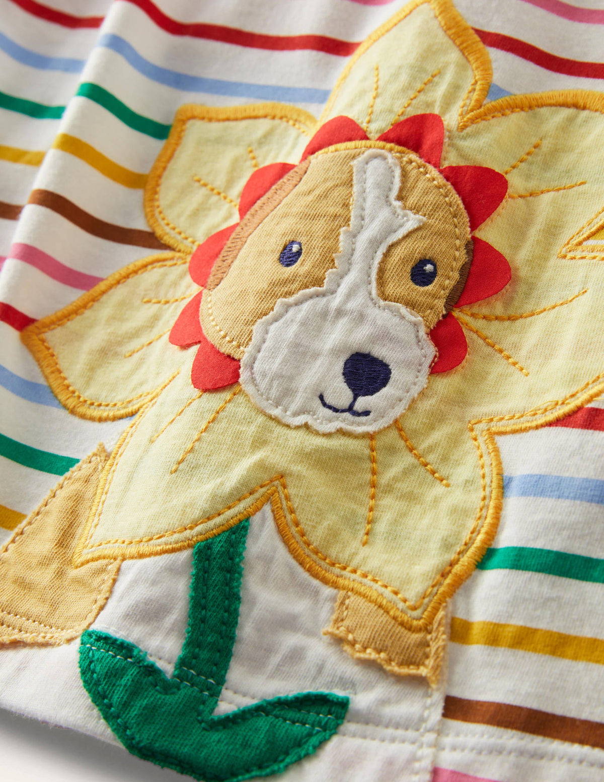 Big Appliqué T-shirt-Ivory/ Rainbow Dog - Image 3