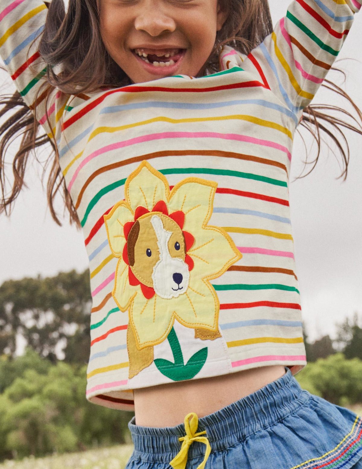 Big Appliqué T-shirt-Ivory/ Rainbow Dog-4