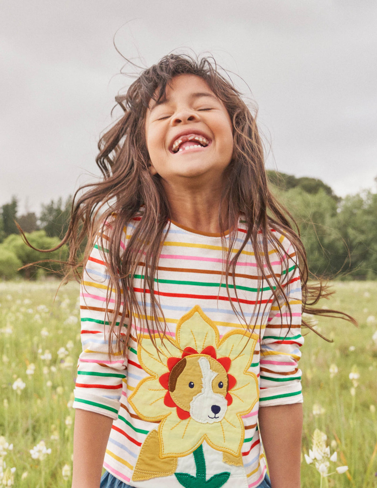 Big Appliqué T-shirt-Ivory/ Rainbow Dog - Image 5