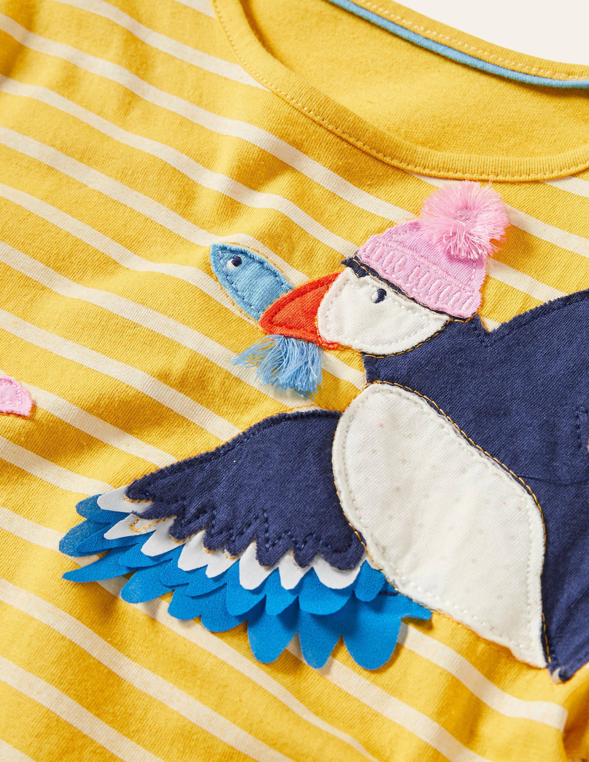 Big Appliqué T-shirt-Sweetcorn Yellow/Ivory Birds - Image 3