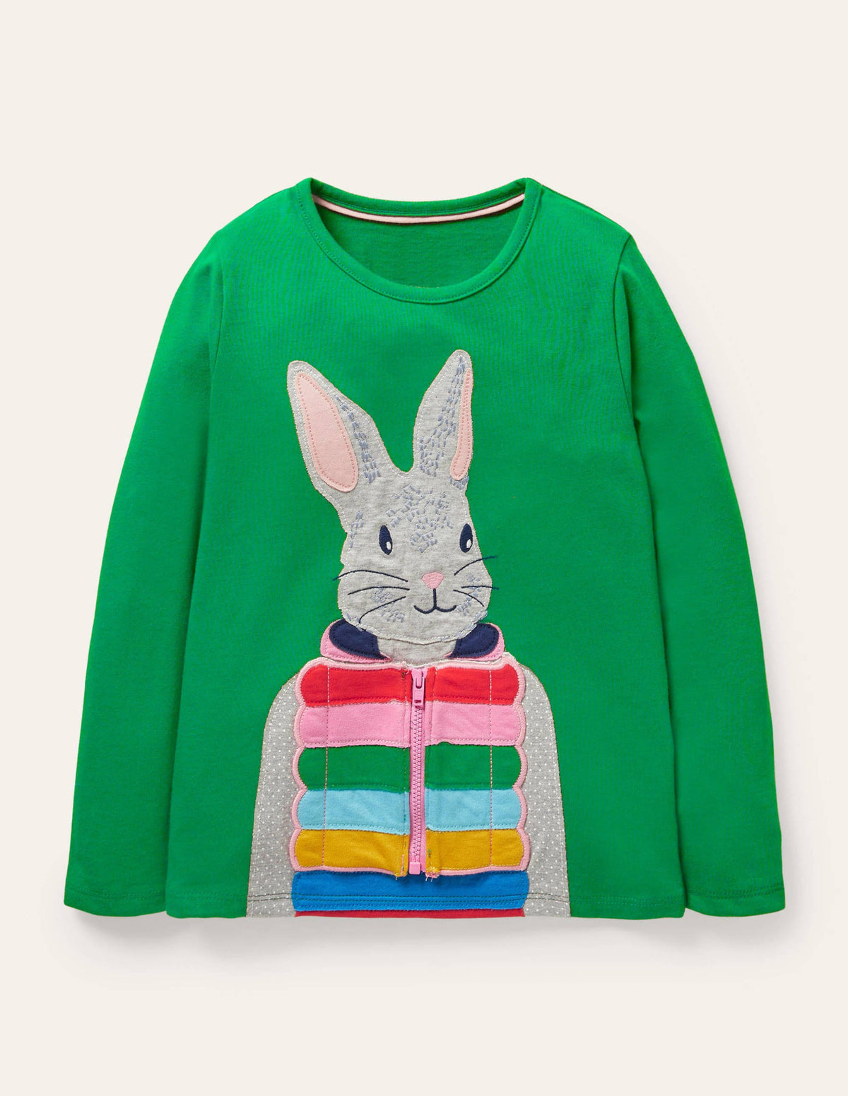 Zip Detail T-shirt-Green Pepper Bunny-1