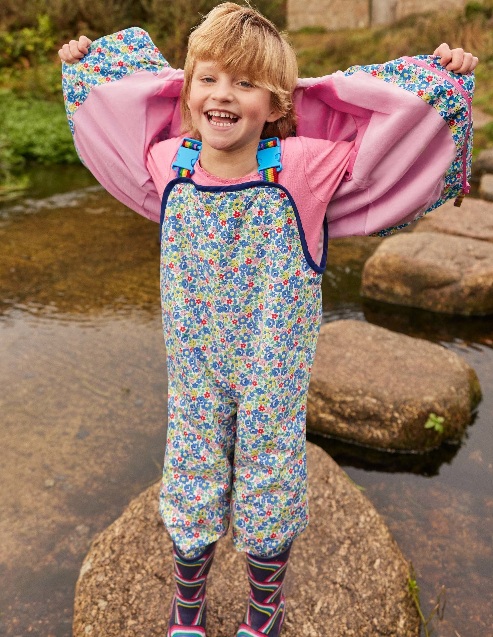 Puddle Suit Overalls-Multi Spring Floral-5