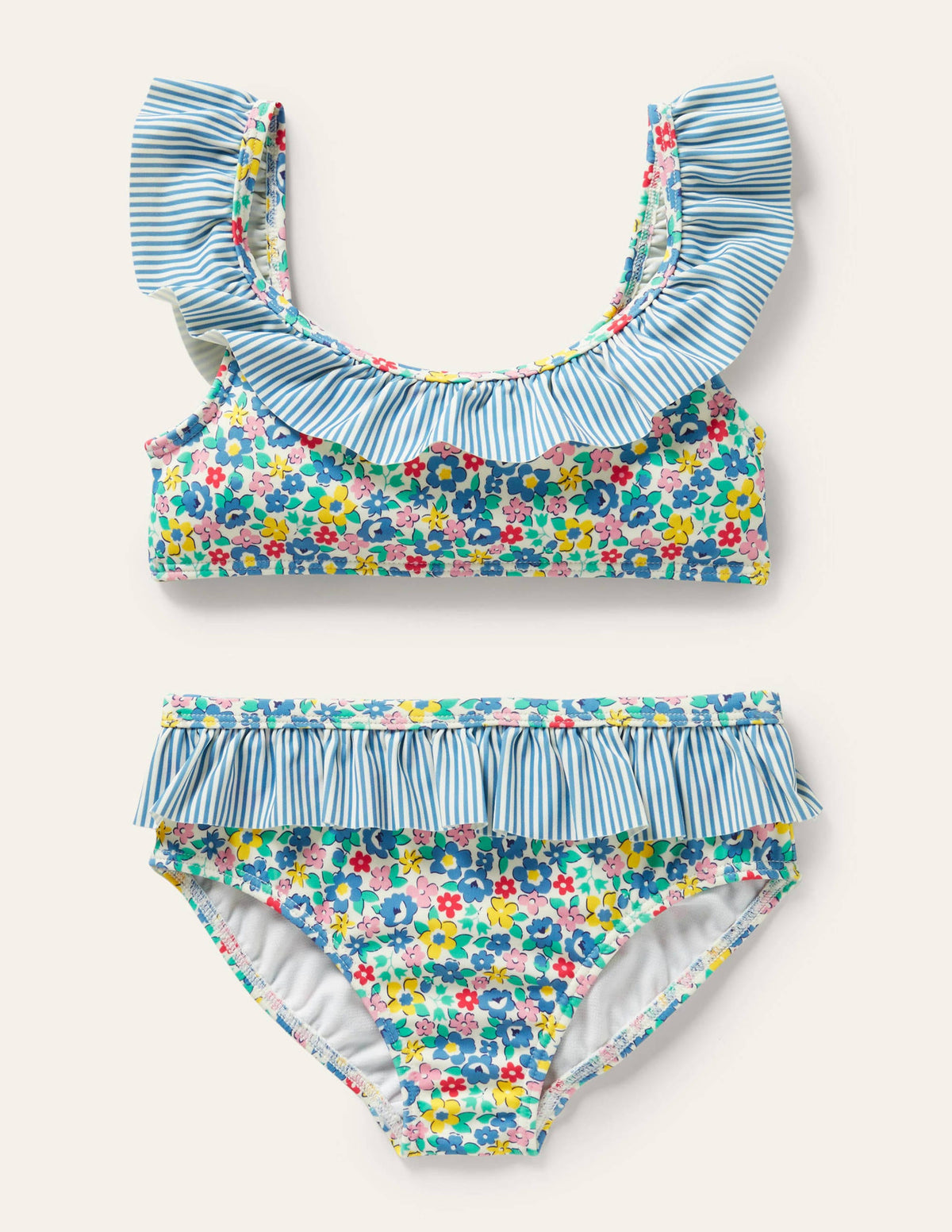 Frill Bikini Set-Elizabethan Blue Spring Floral-1