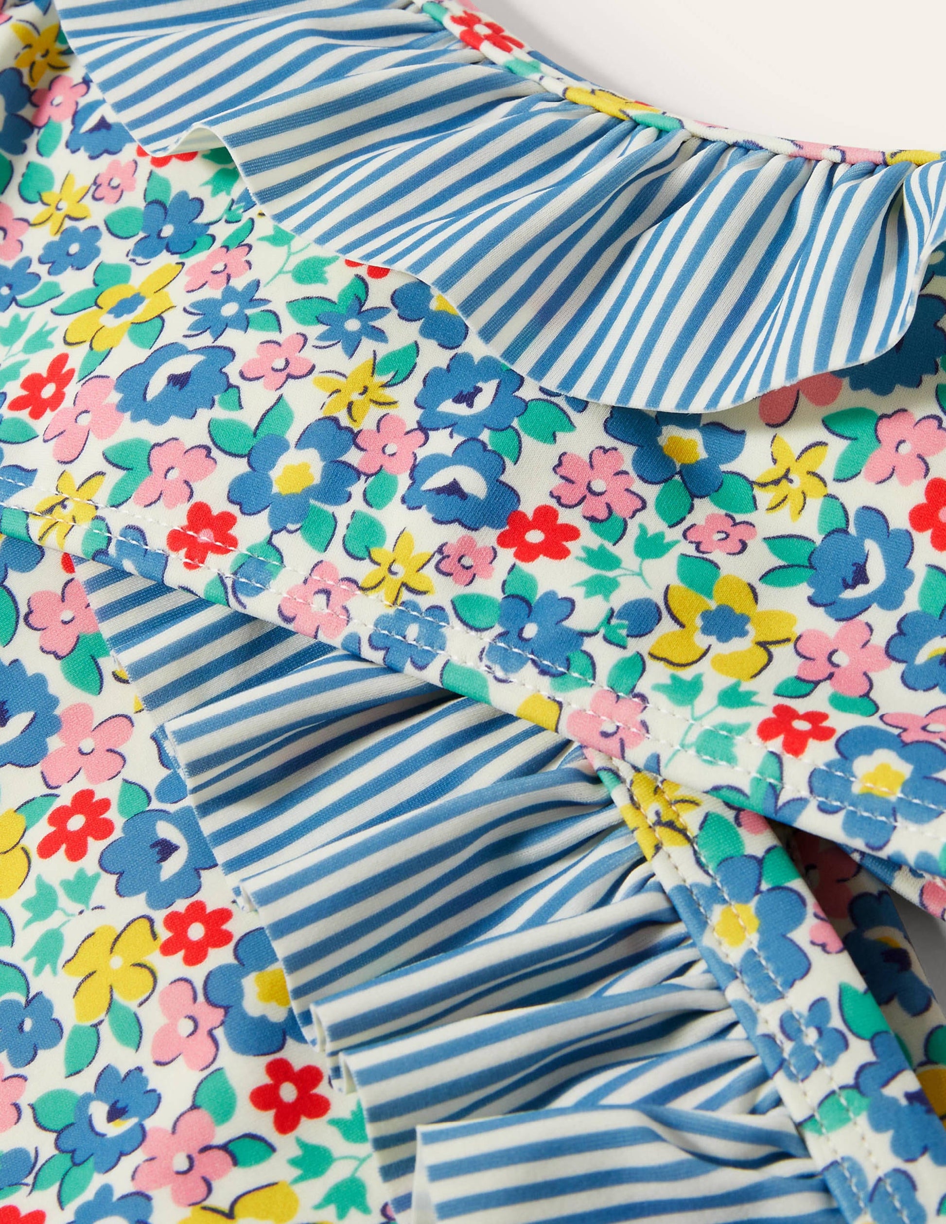 Frill Bikini Set-Elizabethan Blue Spring Floral-3