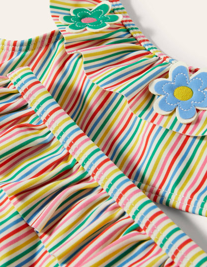 Frill Bikini Set-Ivory/Multi Stripe Flowers-3