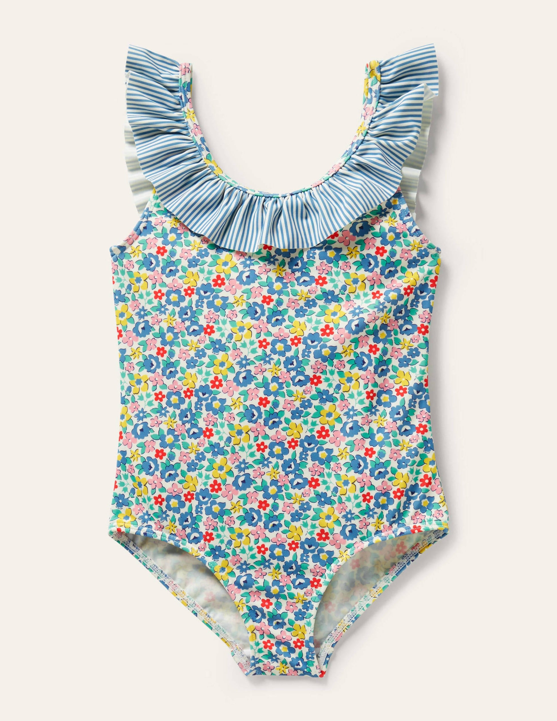 Frill Swimsuit-Elizabethan Blue Spring Floral-1