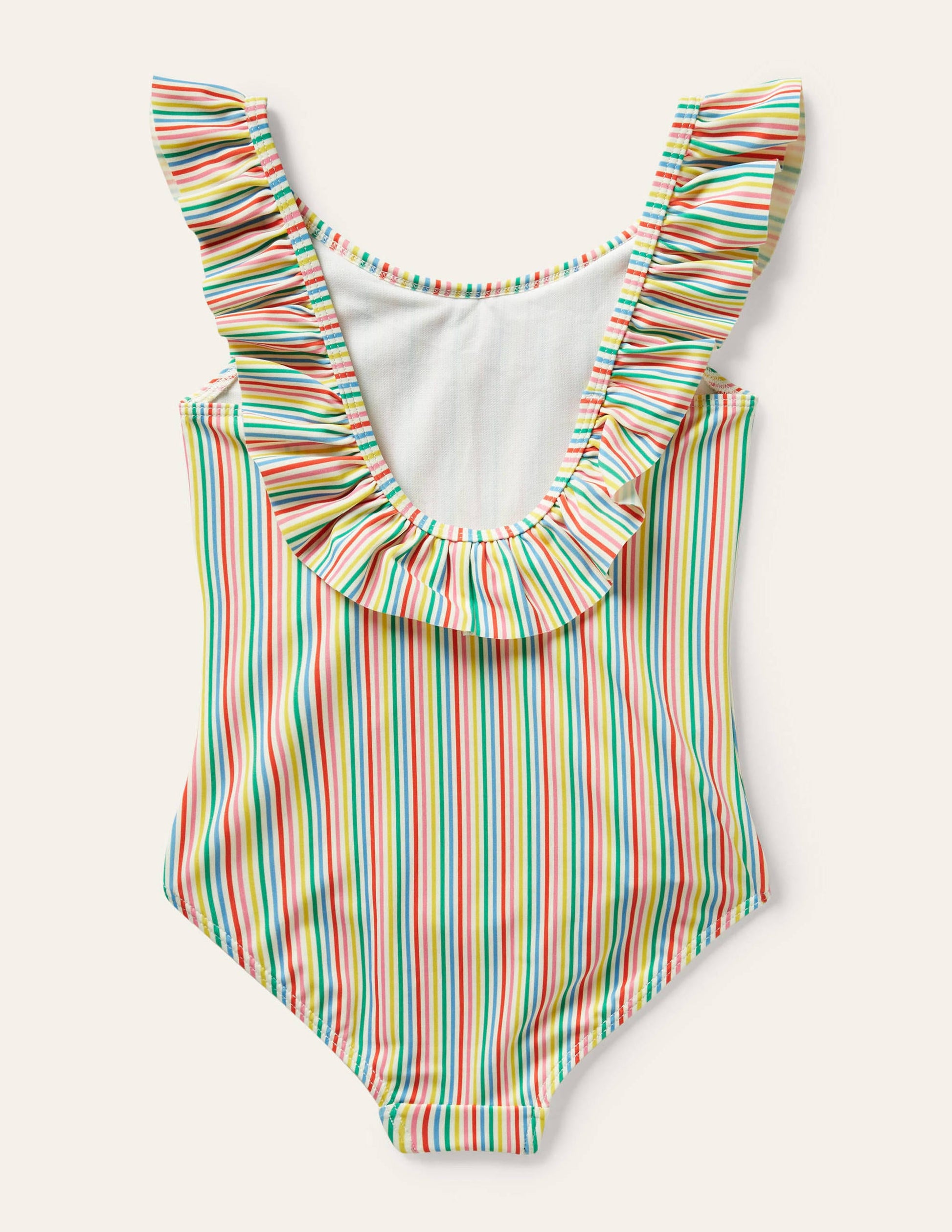 Frill Swimsuit-Ivory/Multi Stripe Flowers-2
