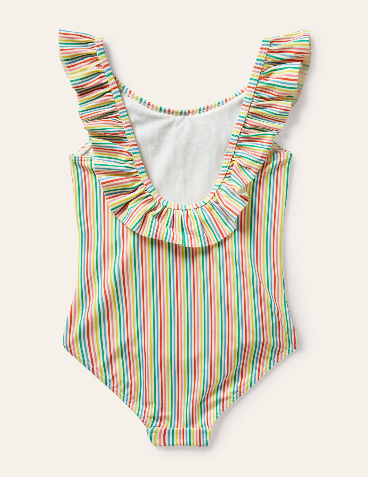 Frill Swimsuit-Ivory/Multi Stripe Flowers - Image 2
