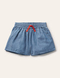 Woven Shorts-Chambray