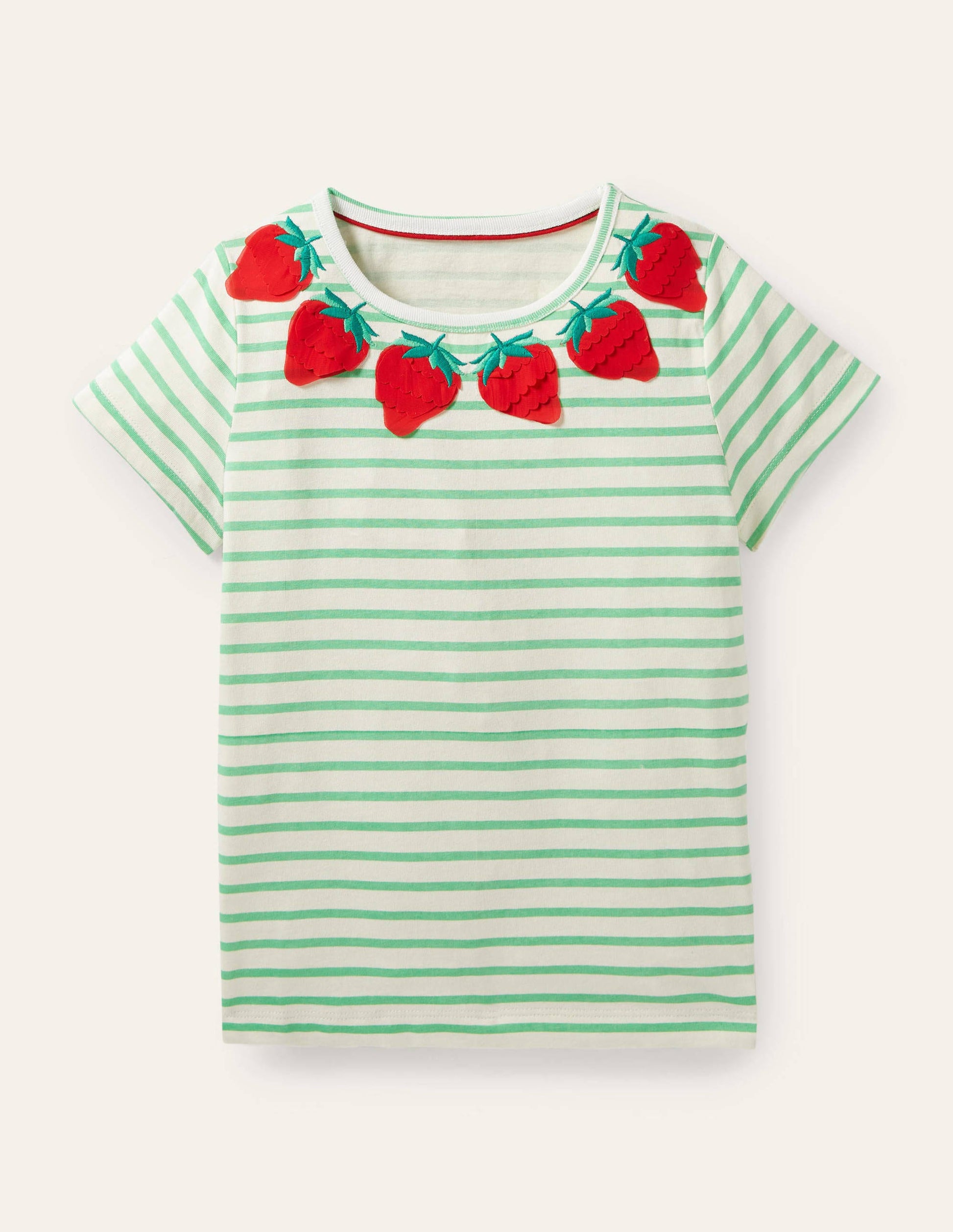 Stripy Logo T-Shirt-Ivory/Aloe Green Strawberry-1
