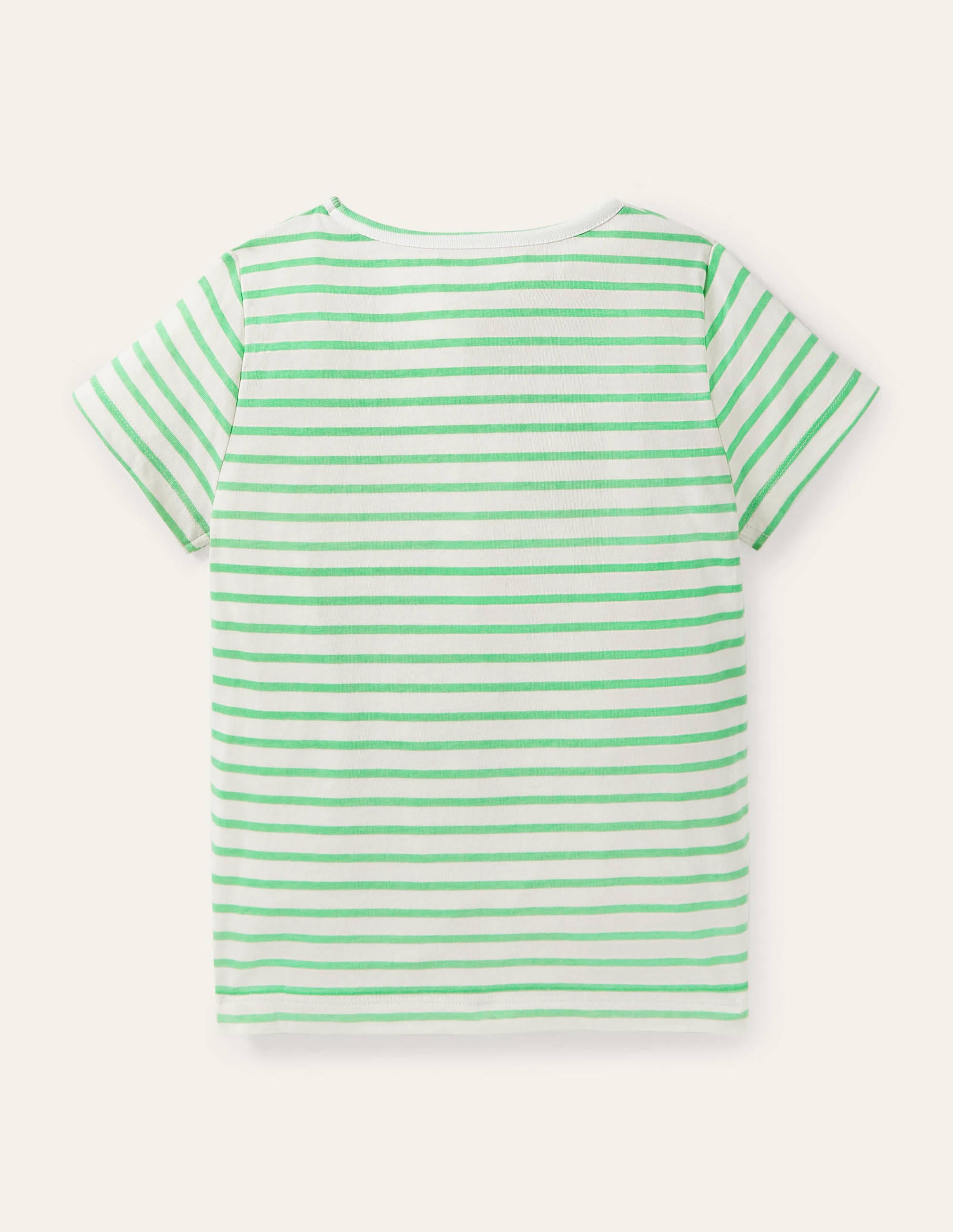 Stripy Logo T-Shirt-Ivory/Aloe Green Strawberry - Image 2