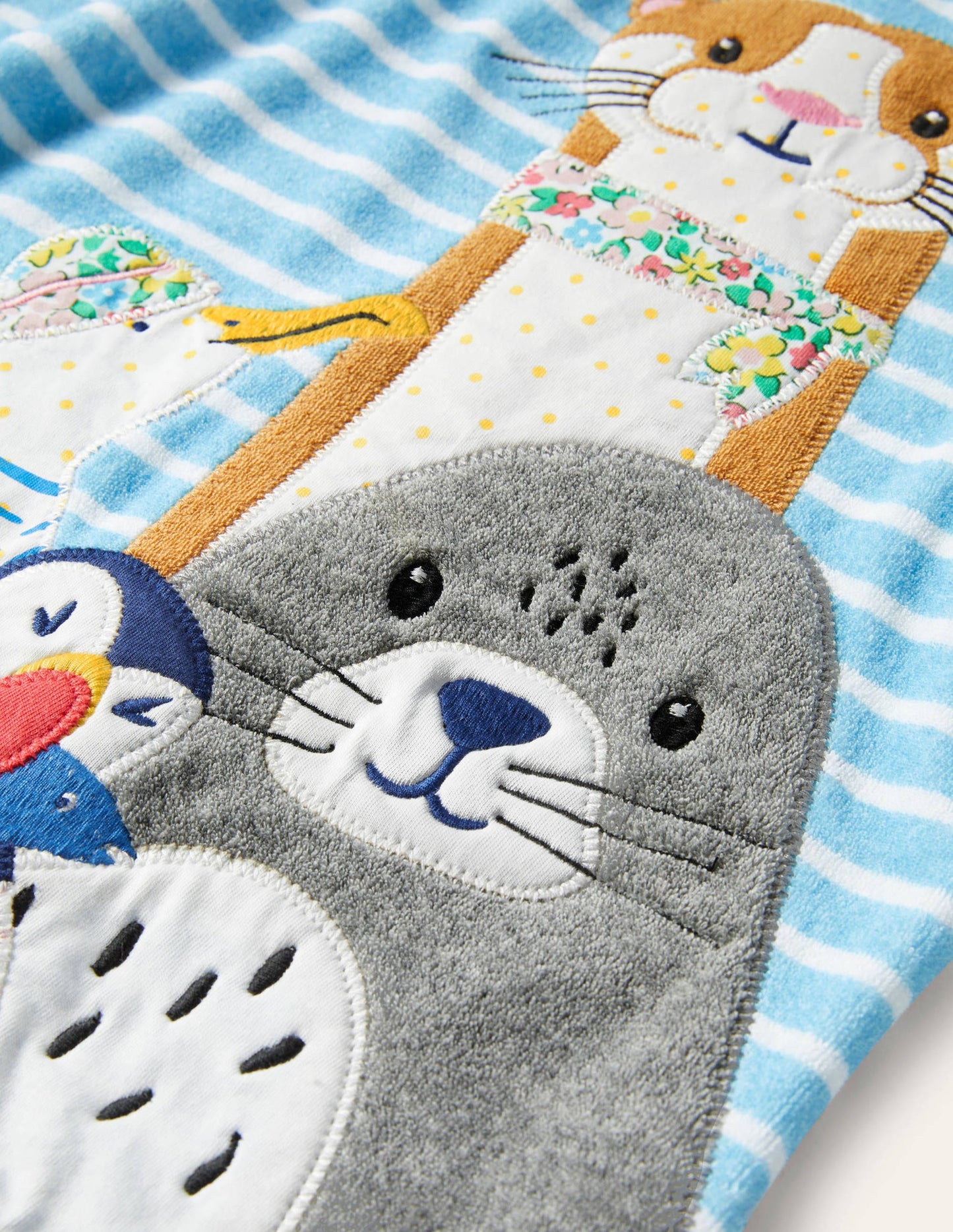 Appliqué Towelling Beach Dress-Aqua/Ivory Sea Friends